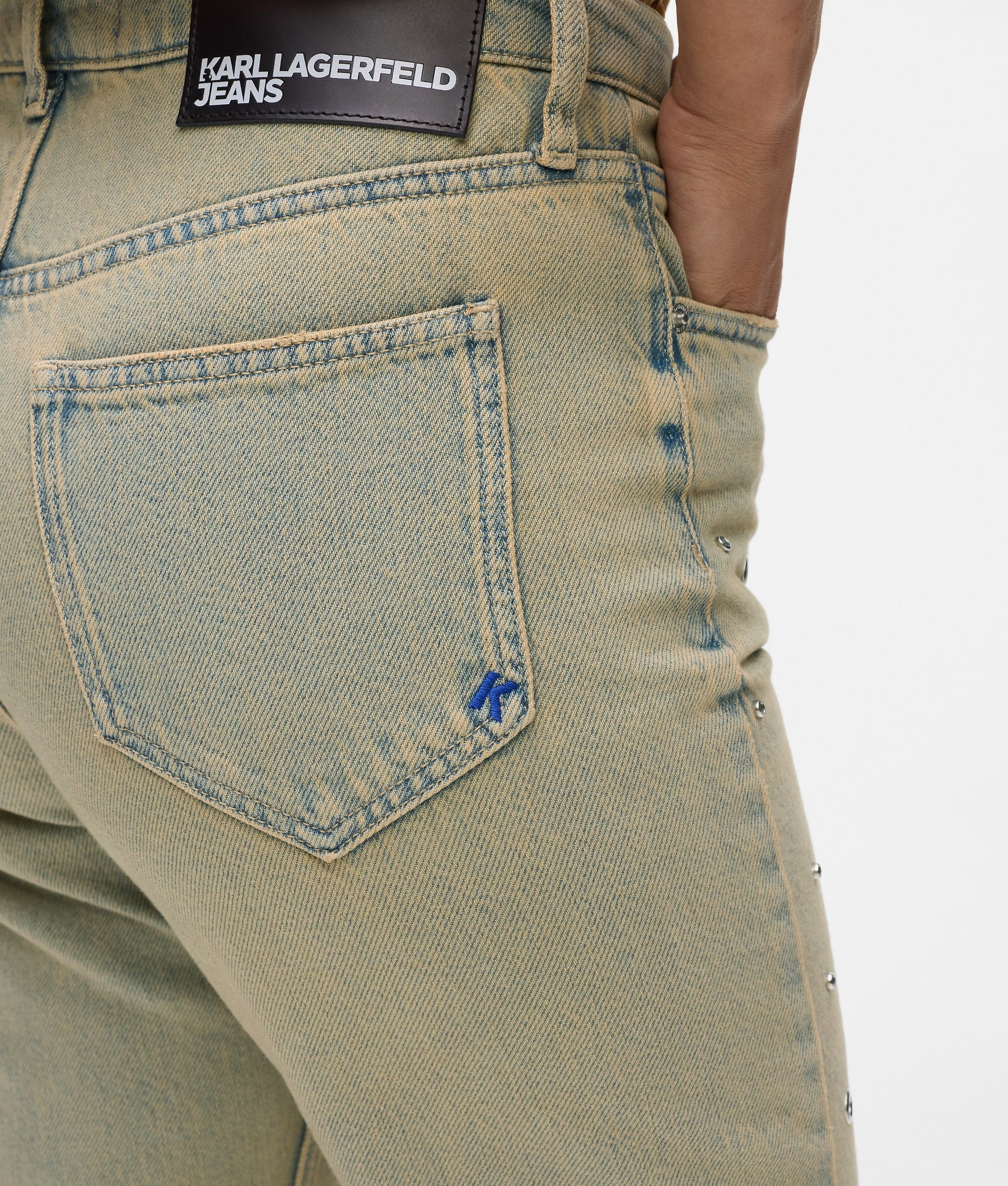 STUDDED HIGH-RISE STRAIGHT TROUSERS