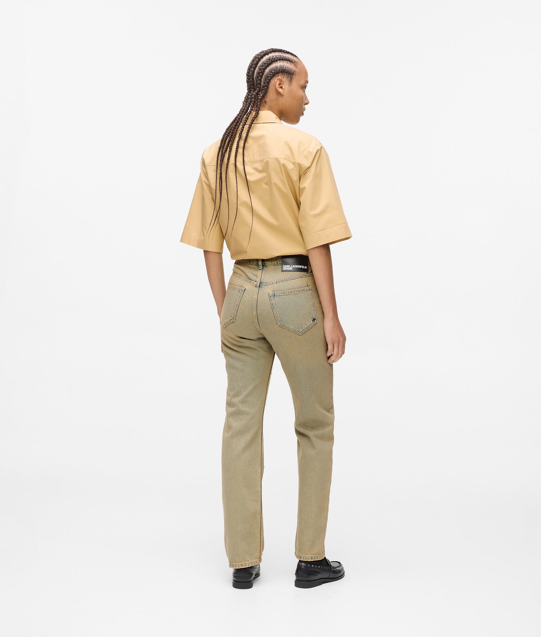 STUDDED HIGH-RISE STRAIGHT TROUSERS