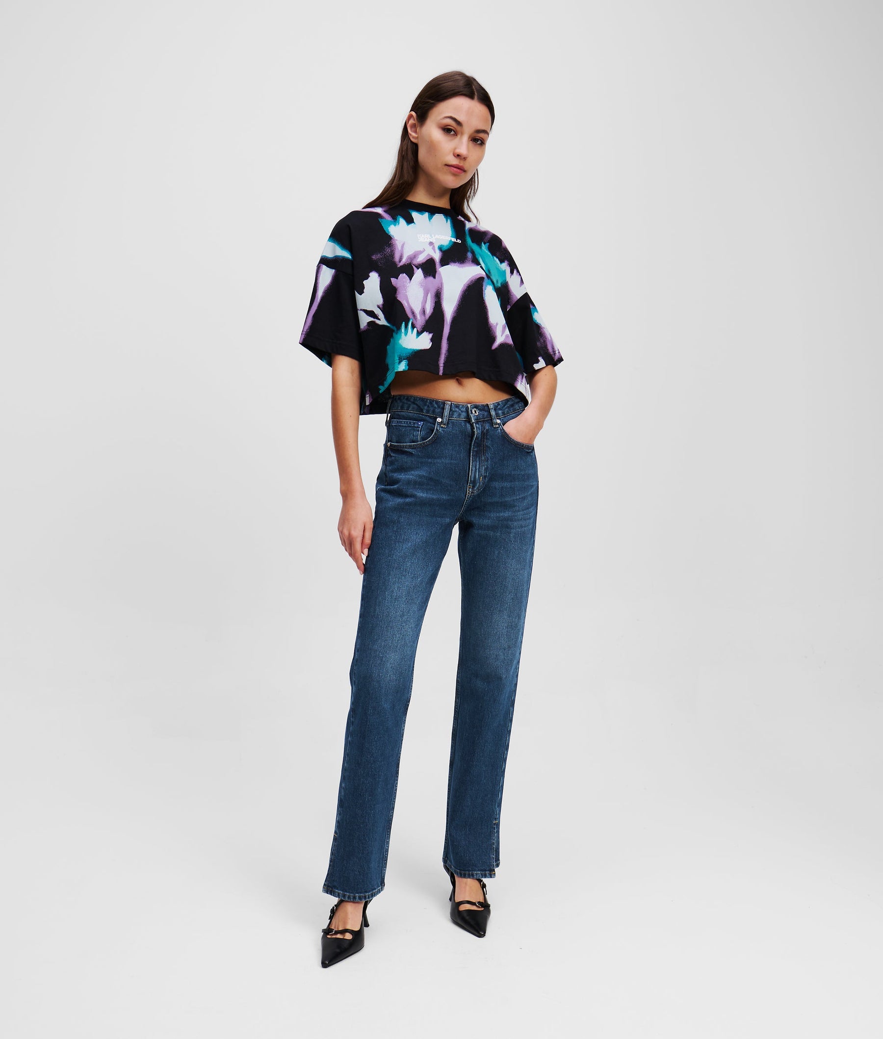 SPLIT-HEM HIGH-RISE STRAIGHT TROUSERS
