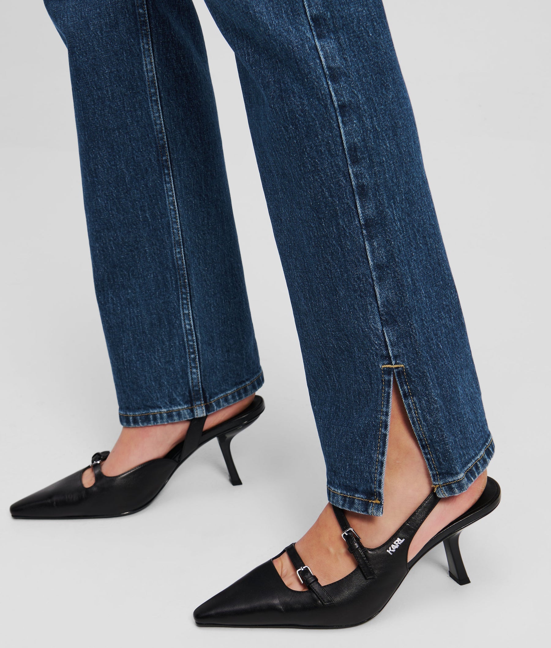 SPLIT-HEM HIGH-RISE STRAIGHT TROUSERS