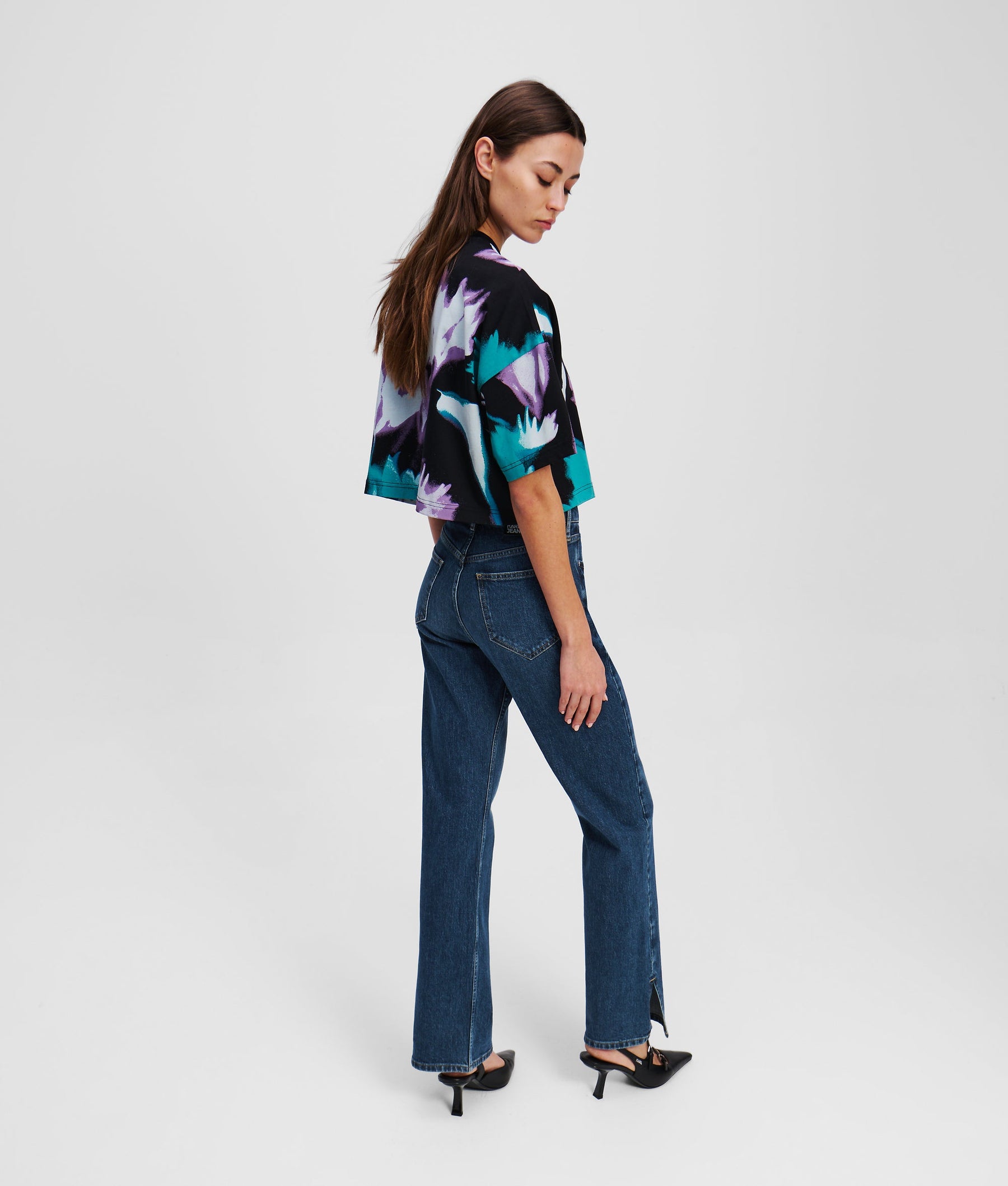 SPLIT-HEM HIGH-RISE STRAIGHT TROUSERS