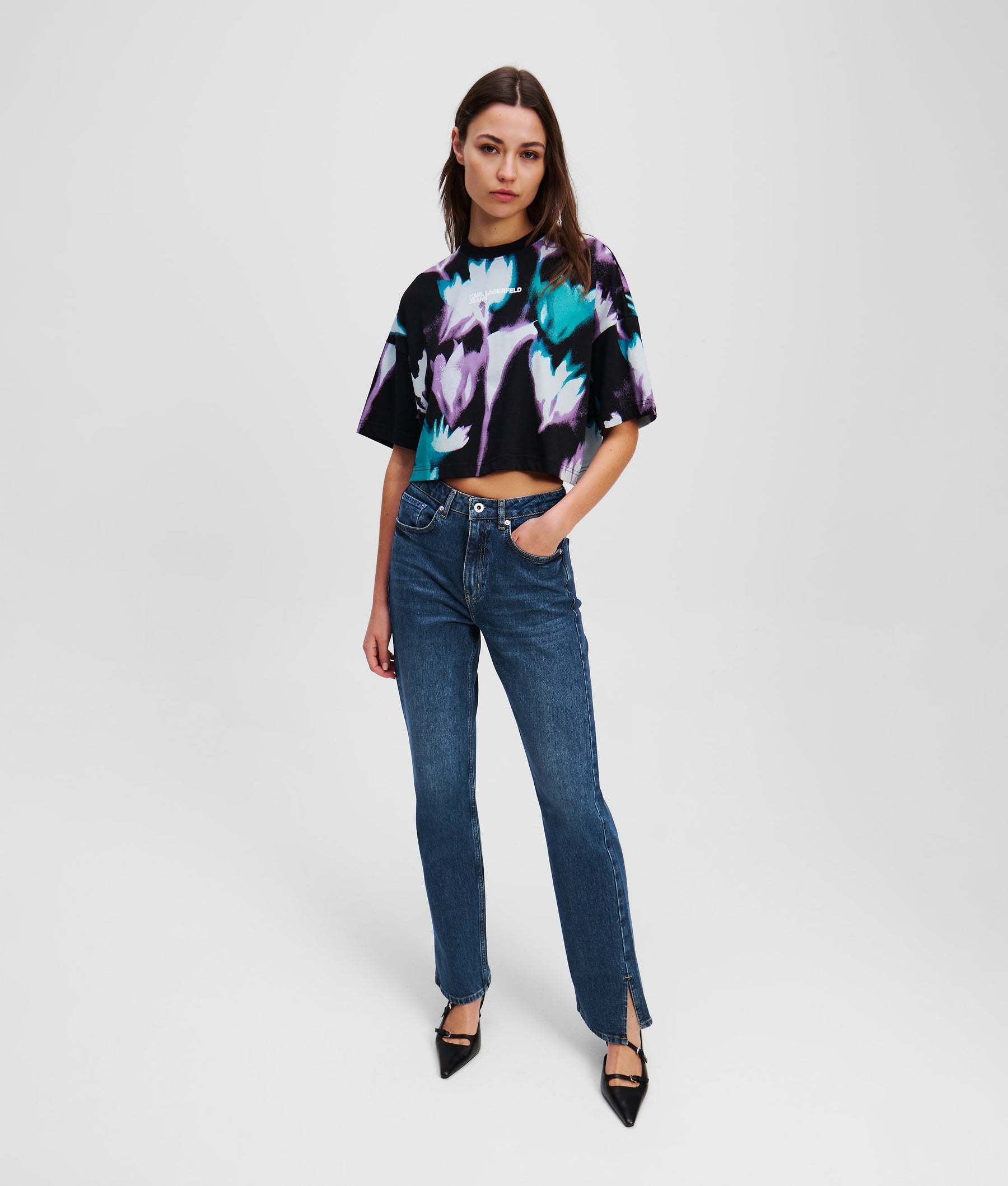 SPLIT-HEM HIGH-RISE STRAIGHT TROUSERS