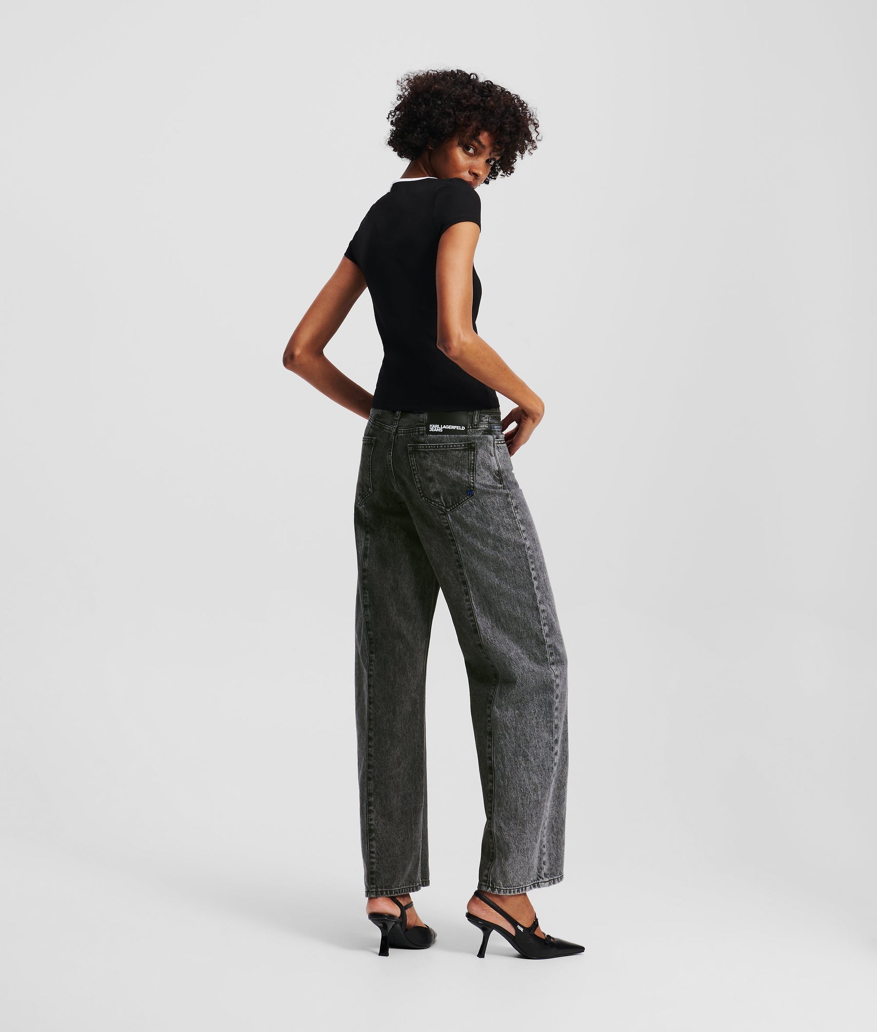 TWO-TONE MID-RISE RELAXED TROUSERS