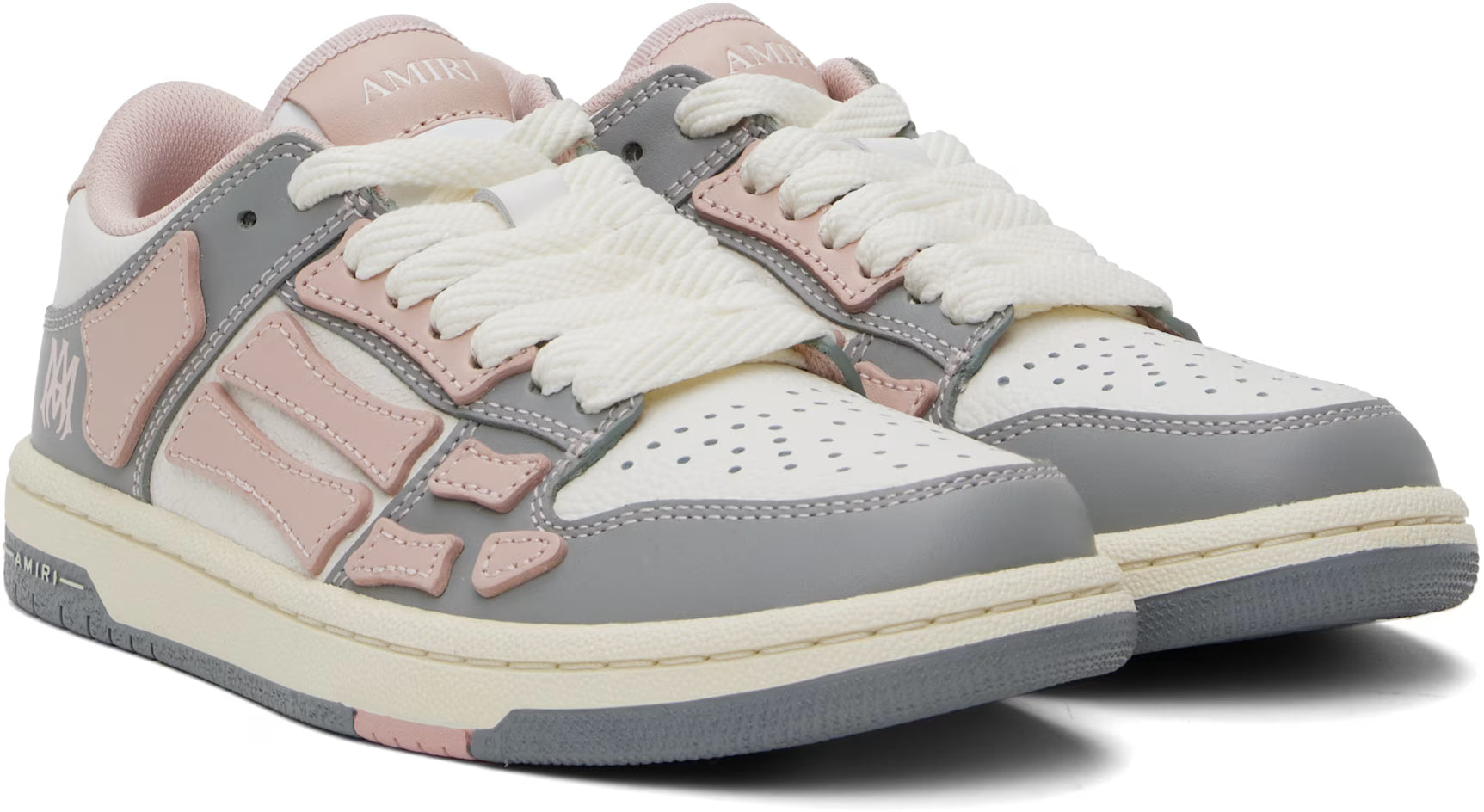 AMIRI Pink & Gray Varsity Skel Top Low Sneakers