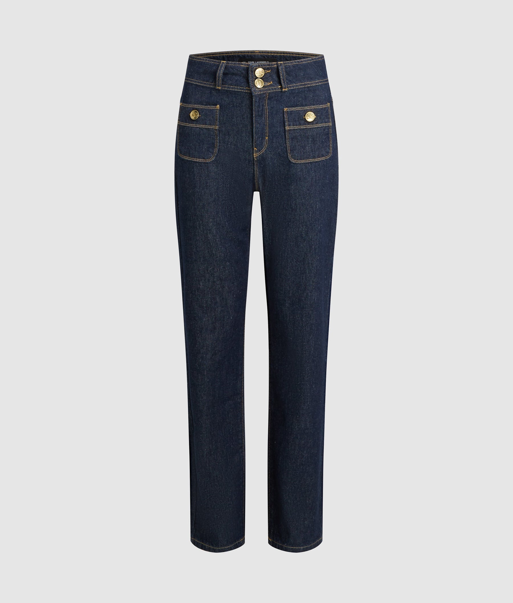 Button-detail straight jeans