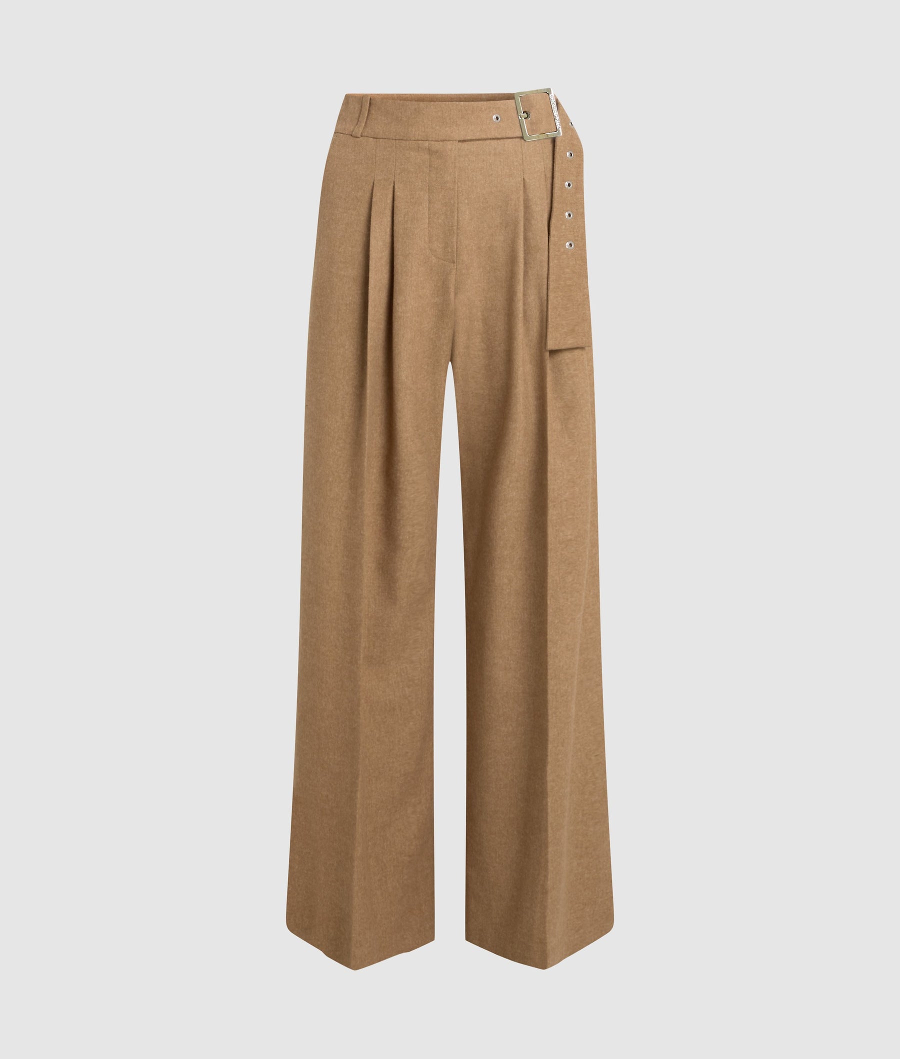 Wool-blend wide leg trousers