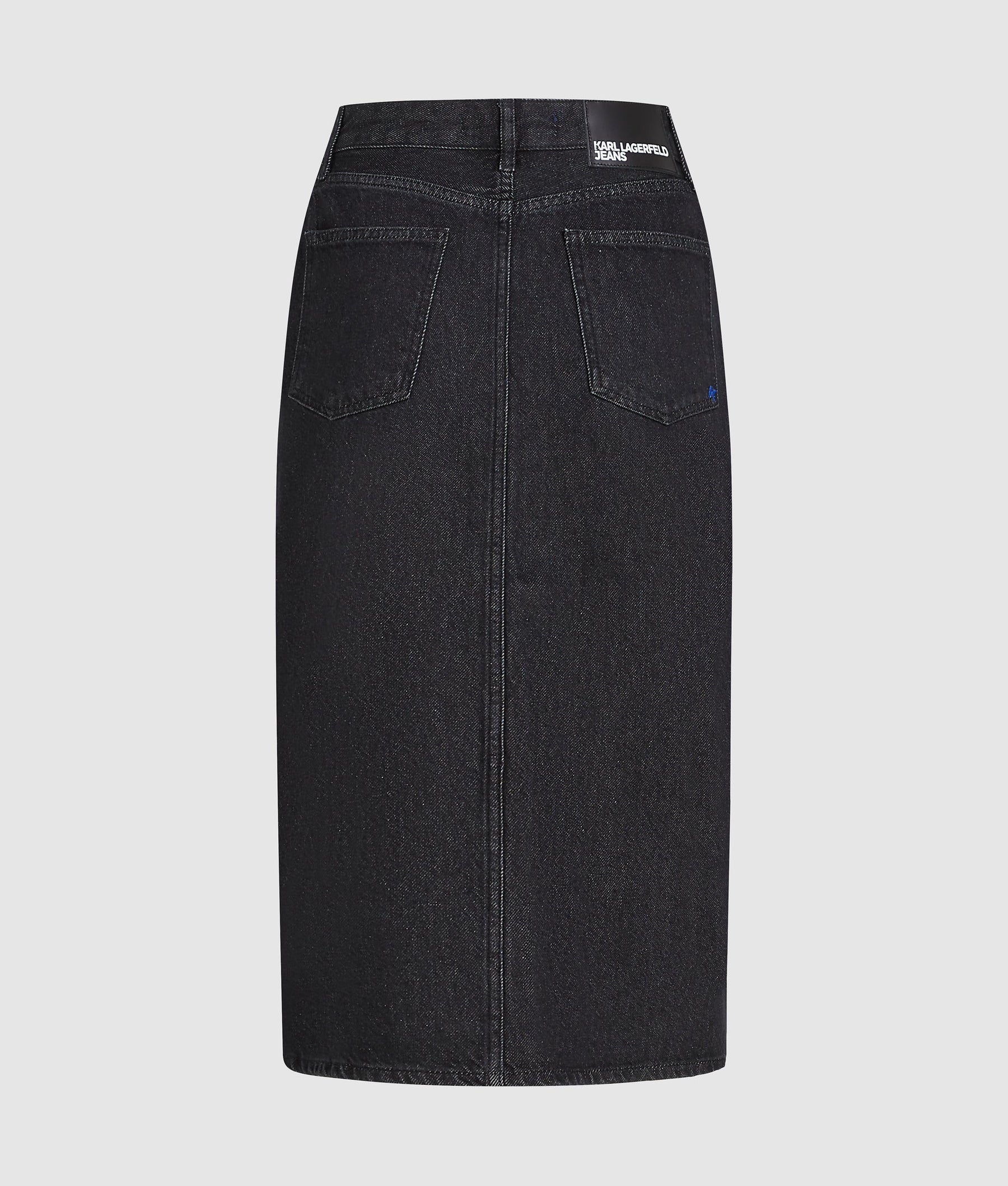 Lace-up midi denim skirt