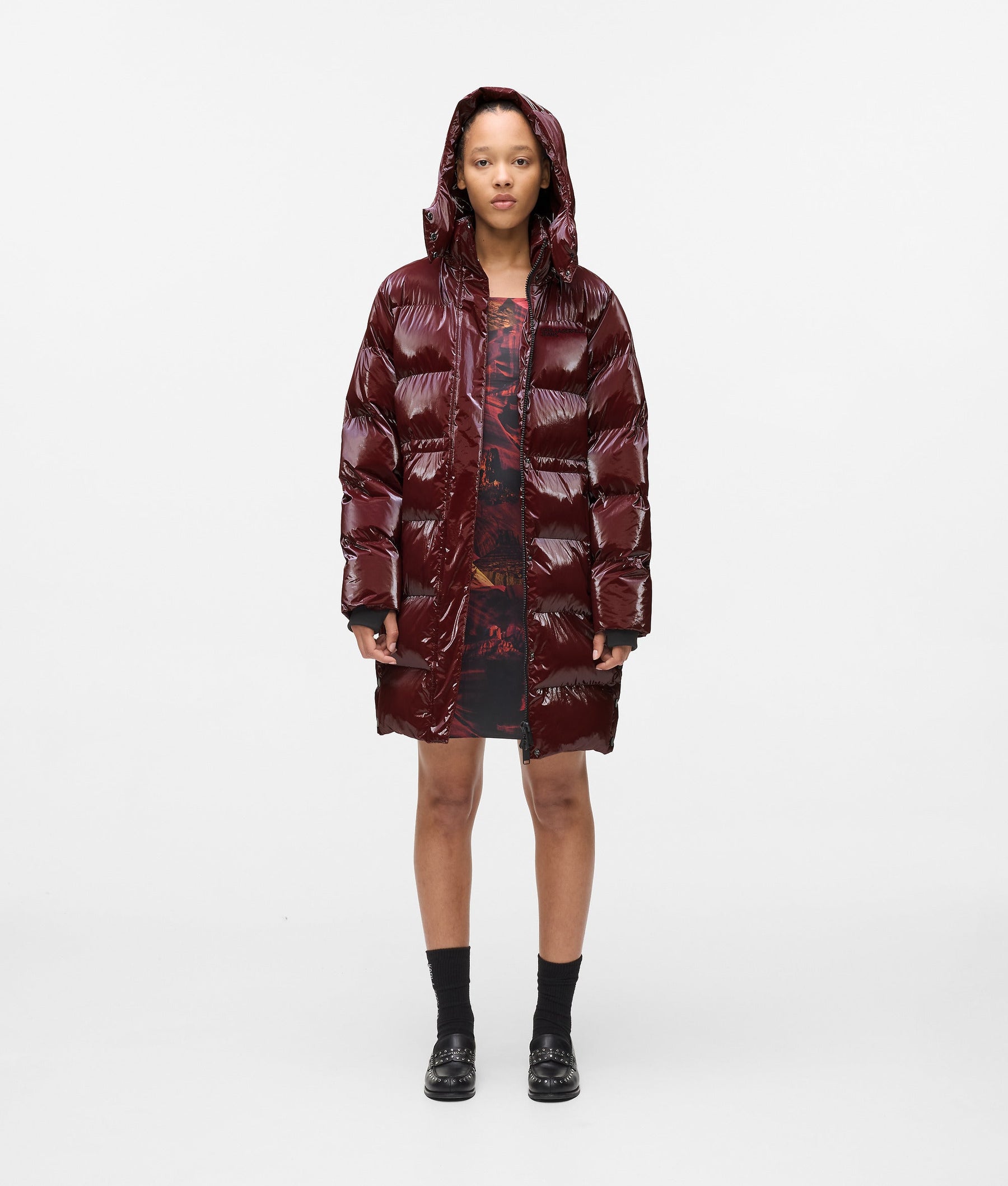 Long shiny padded jacket