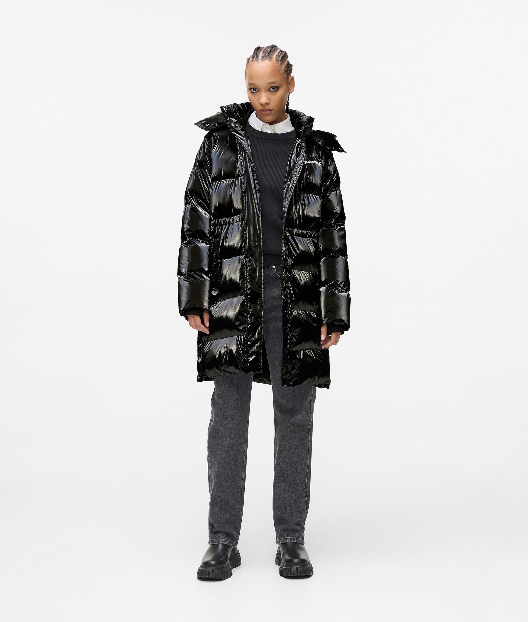 Long shiny padded jacket