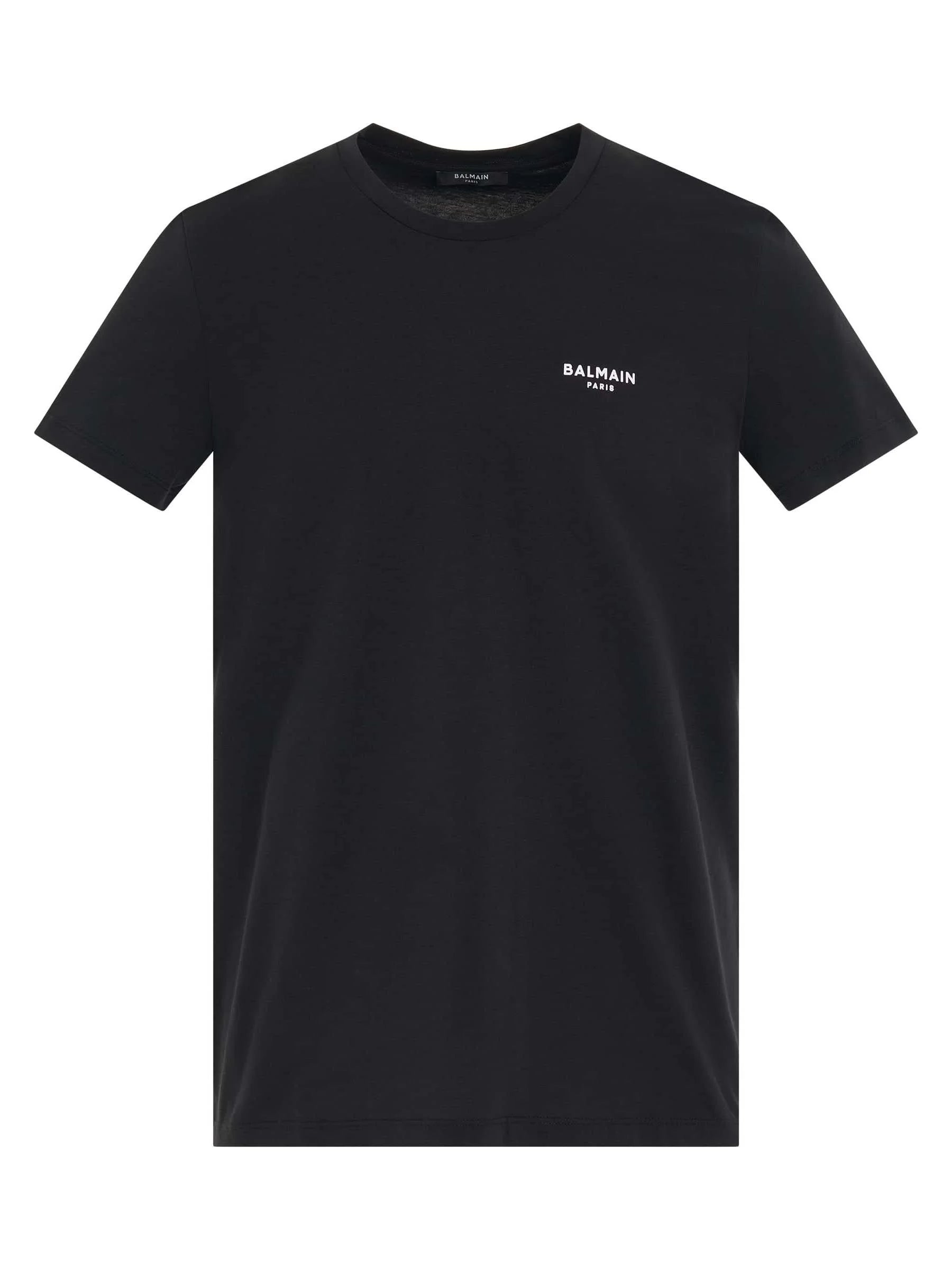 Logo Flock Classic Fit T-Shirt in Black/White