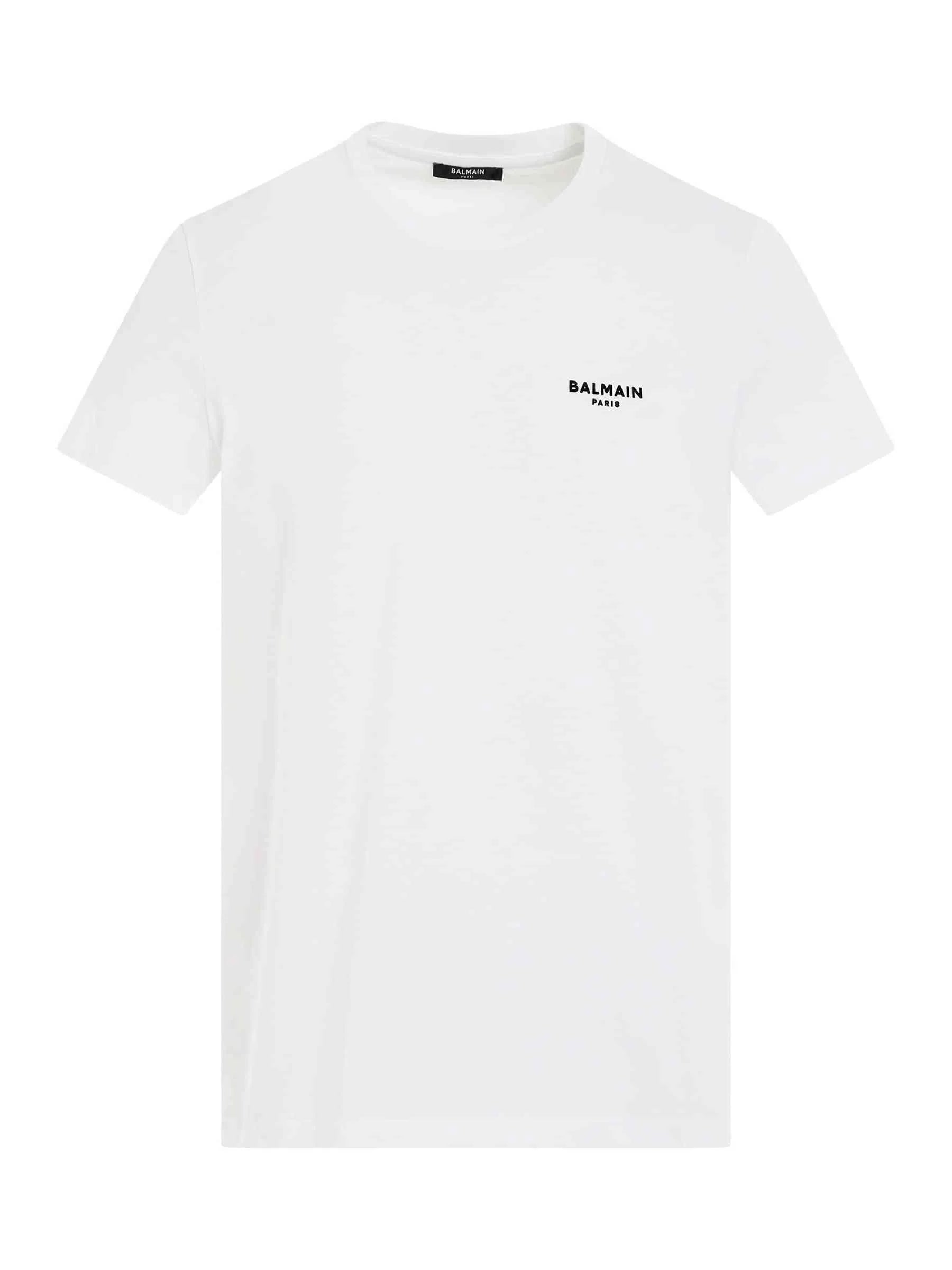 Logo Flock Classic Fit T-Shirt in White/Black