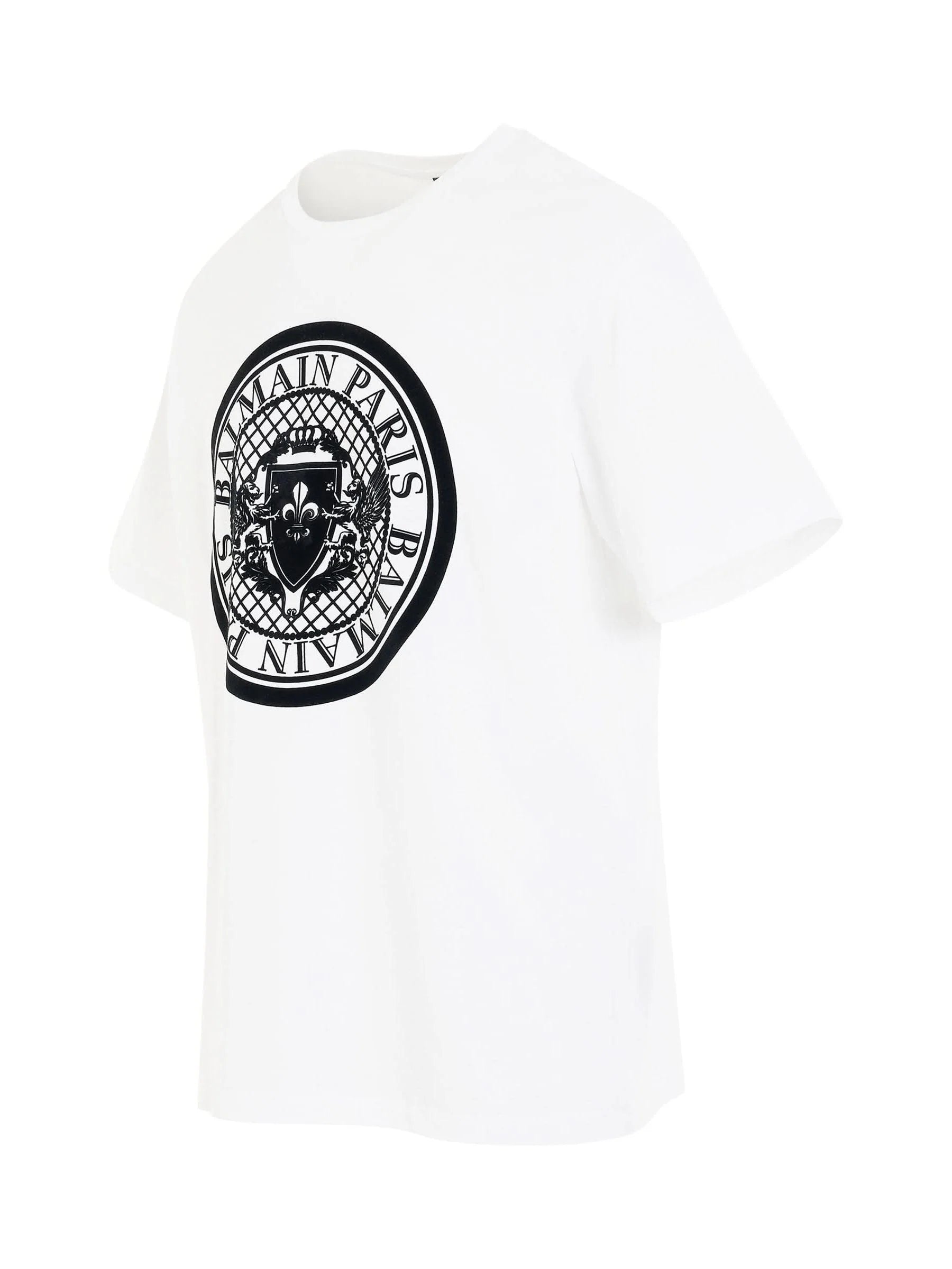 Coin Flock Straight Fit T-Shirt in White/Black