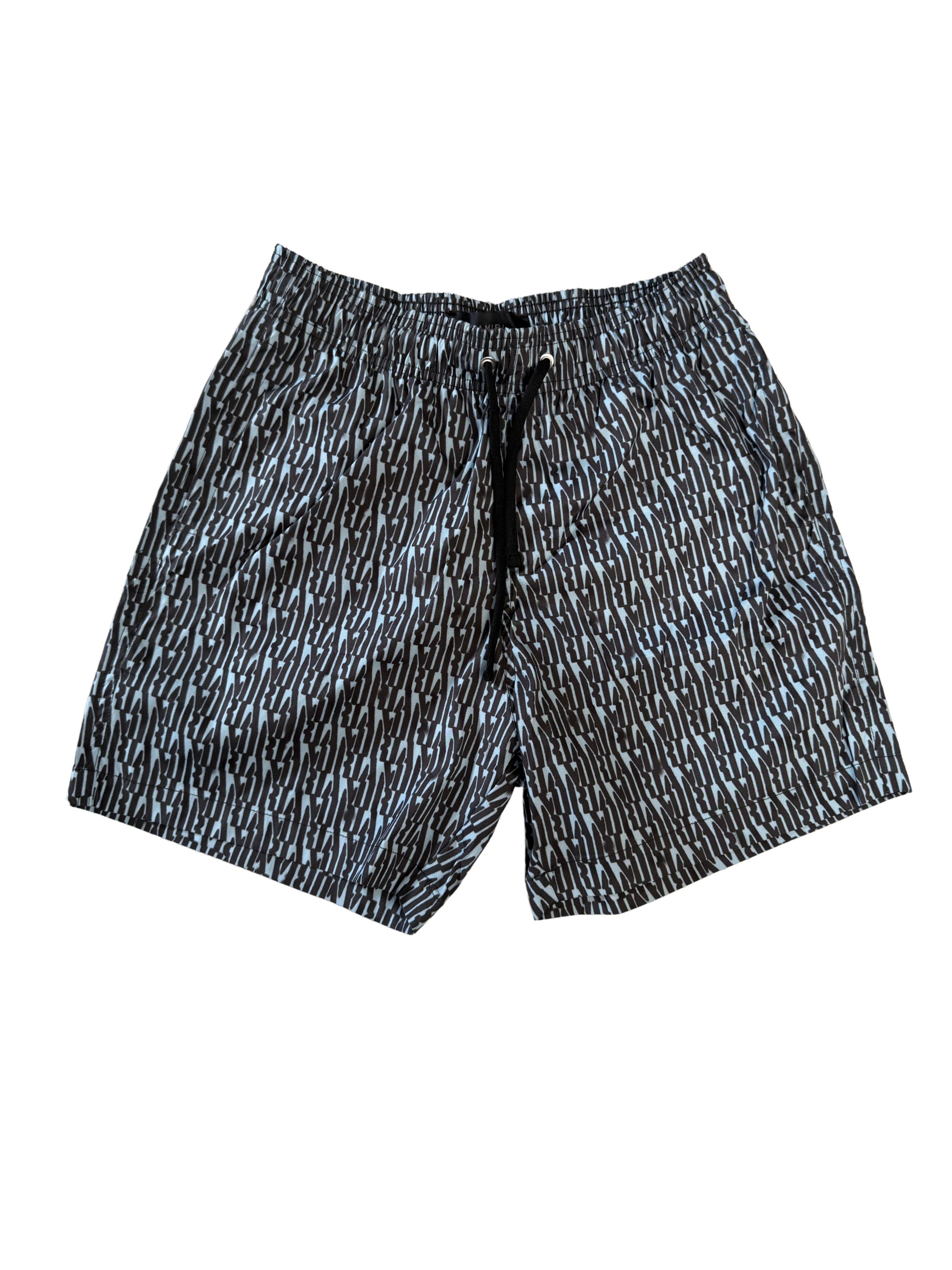 AMIRI ALL OVER SWIM SHORTS DUSTY BLUE