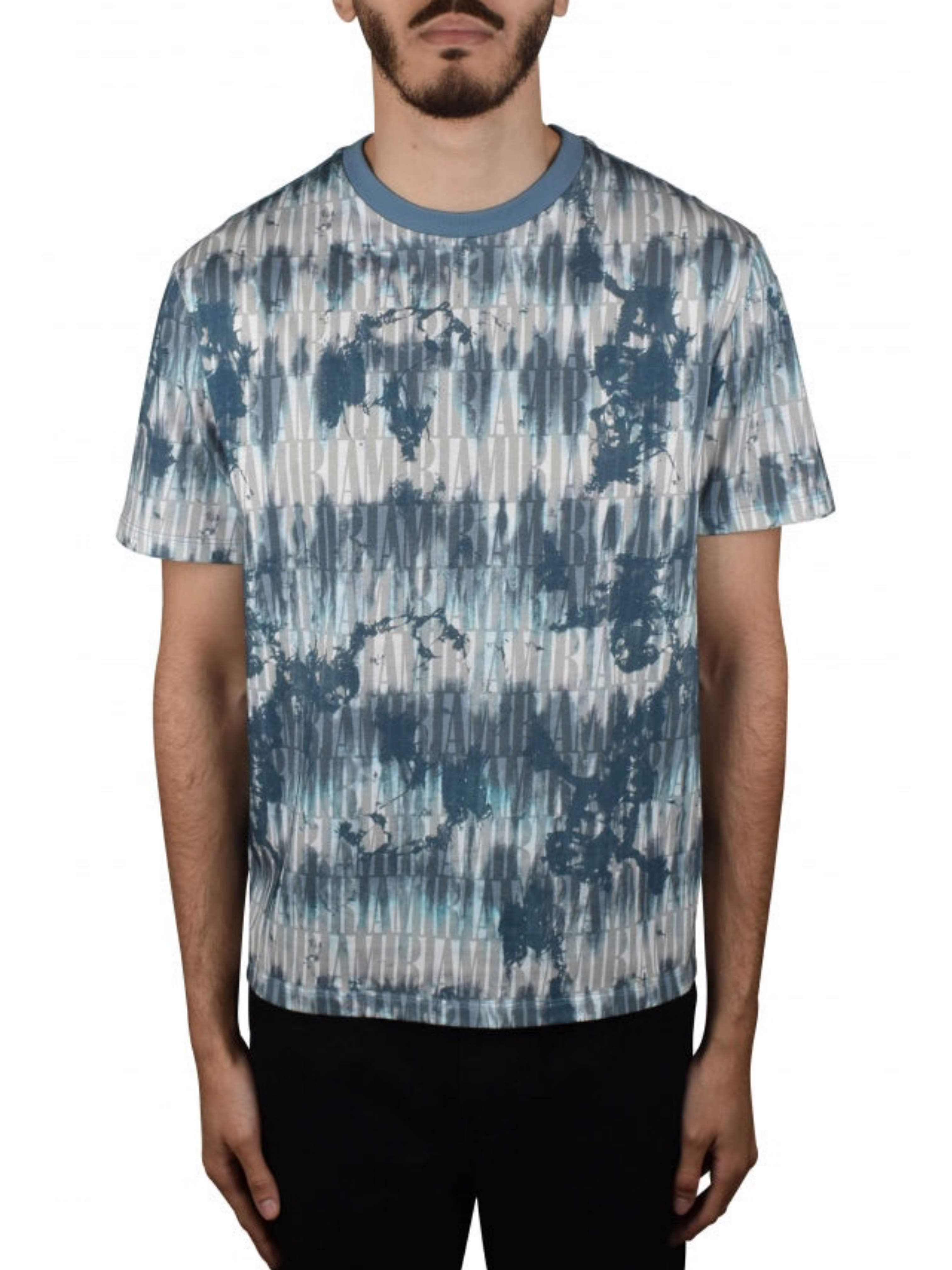 AMIRI TIE DYE ALL OVER LOGO TEE BLUE