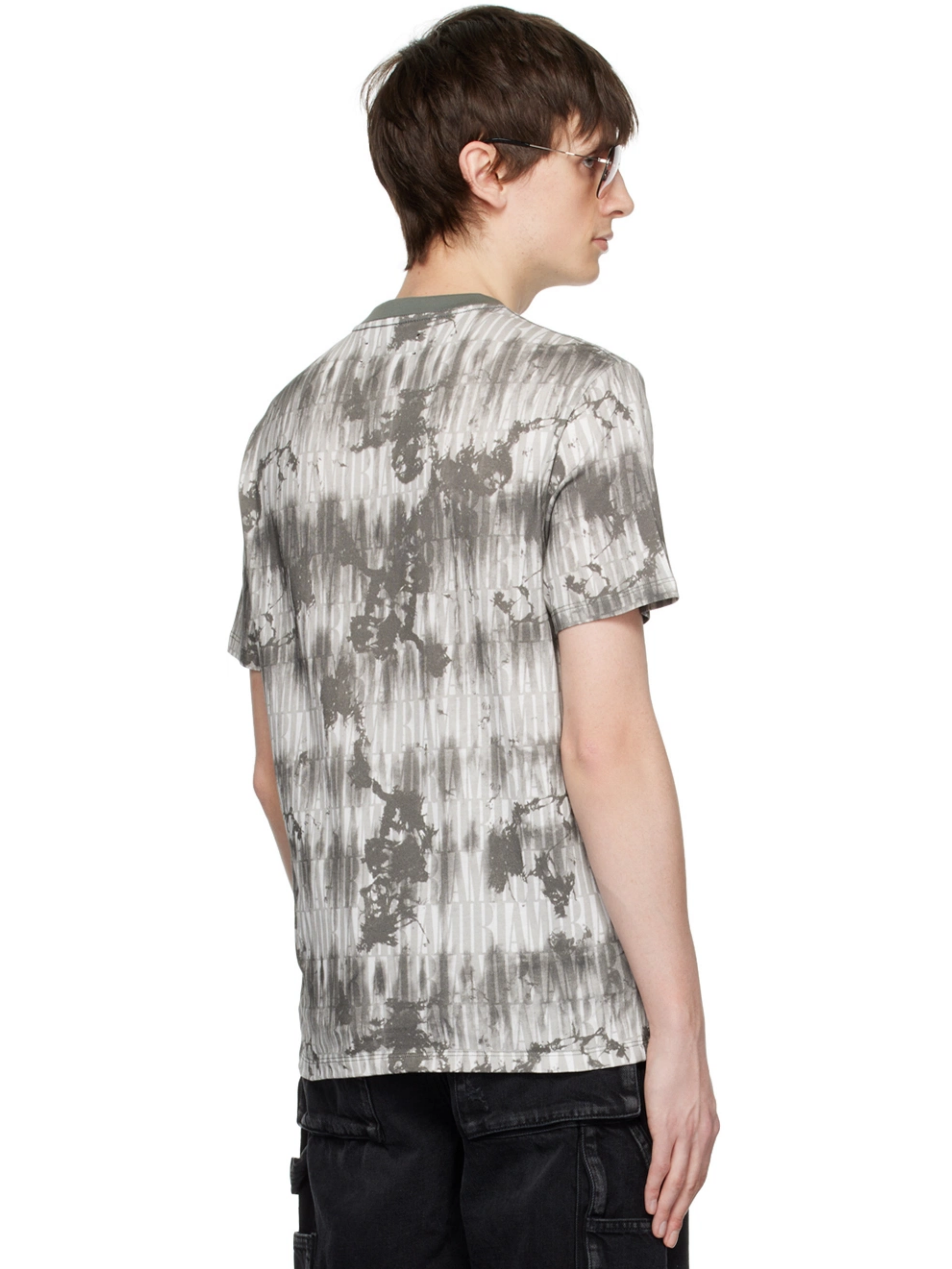 AMIRI TIE DYE ALL OVER LOGO TEE GREY