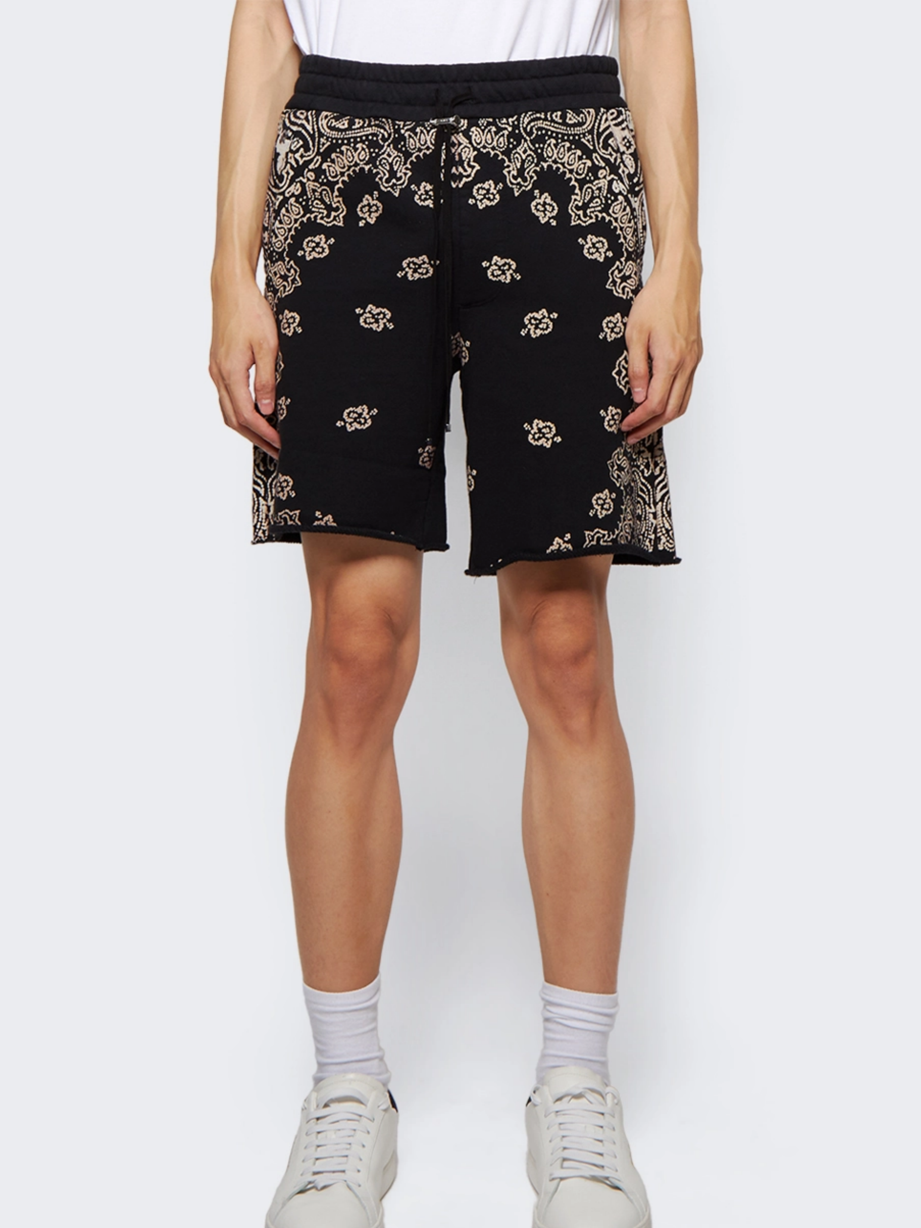 AMIRI BANDANA BLEACH SHORTS BLACK