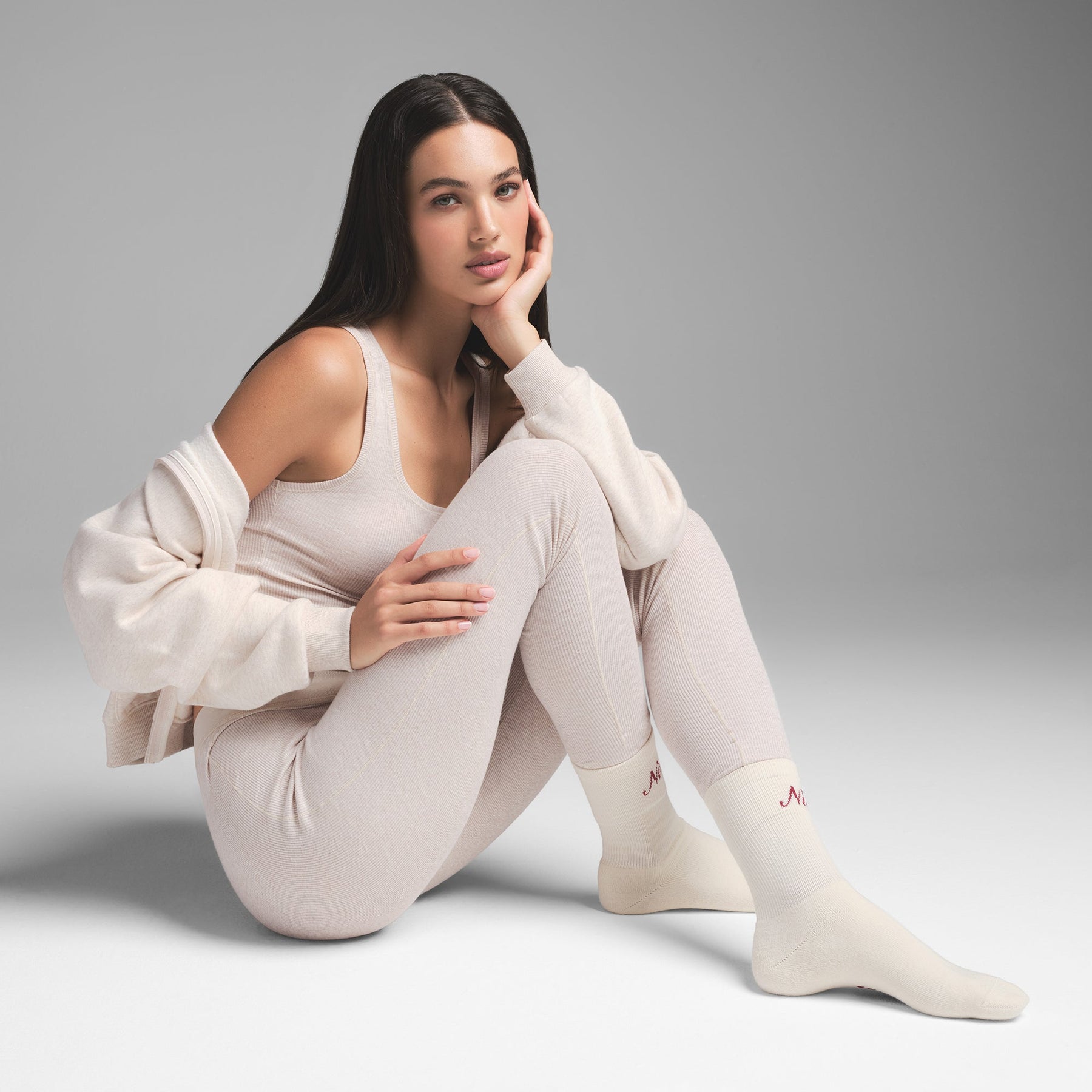 COTTON RIB LEGGING | HEATHER OATMEAL