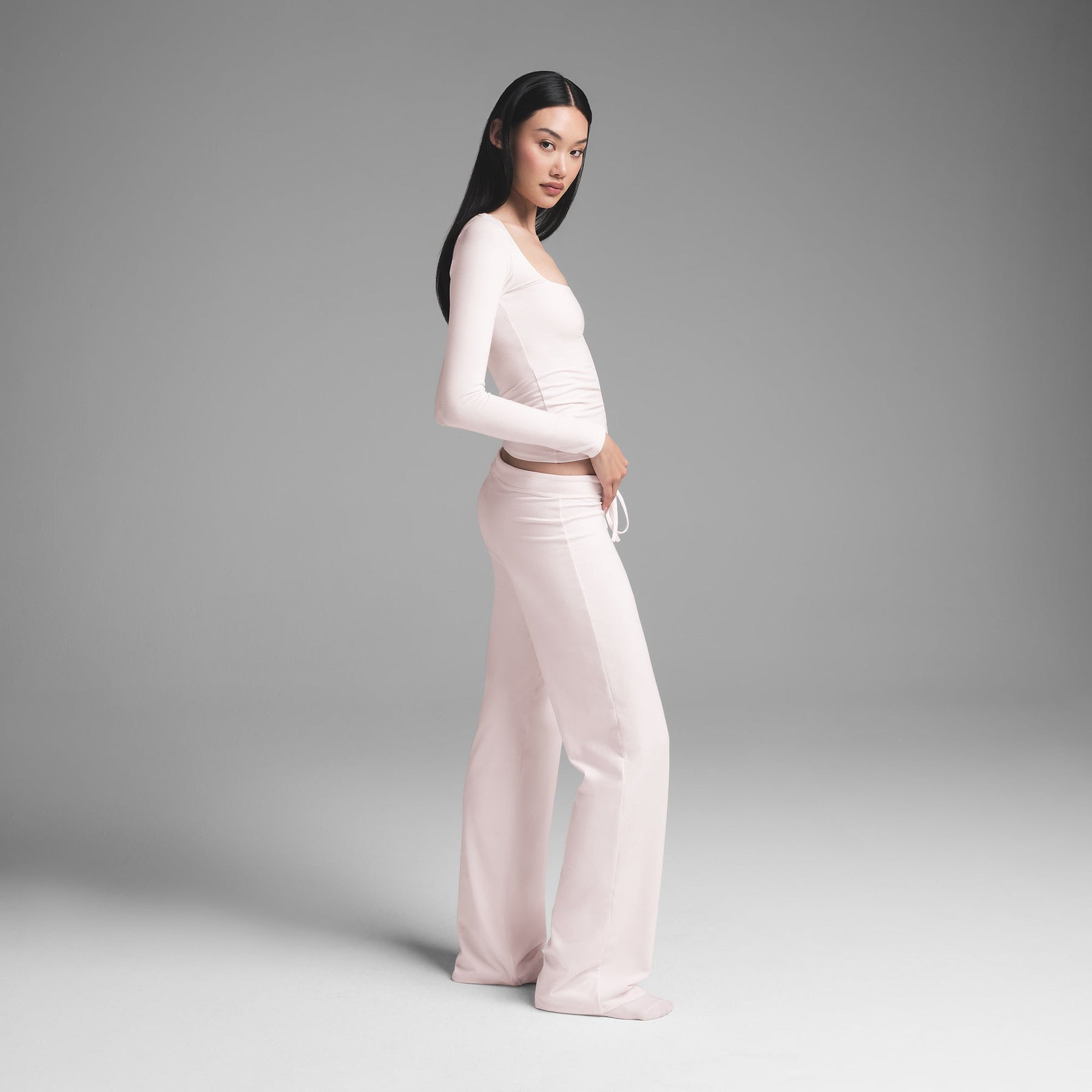 COTTON JERSEY STRAIGHT LEG PANT | BARELY PINK
