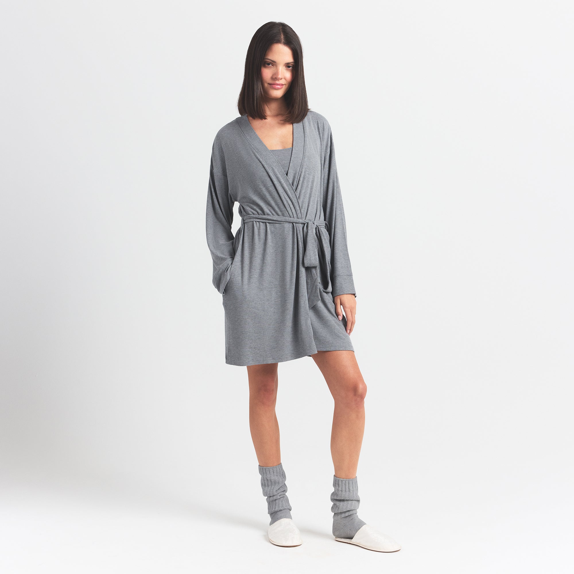 SOFT LOUNGE ROBE | HEATHER GREY