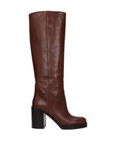 Prada Brown Leather High Heel Casual Boots