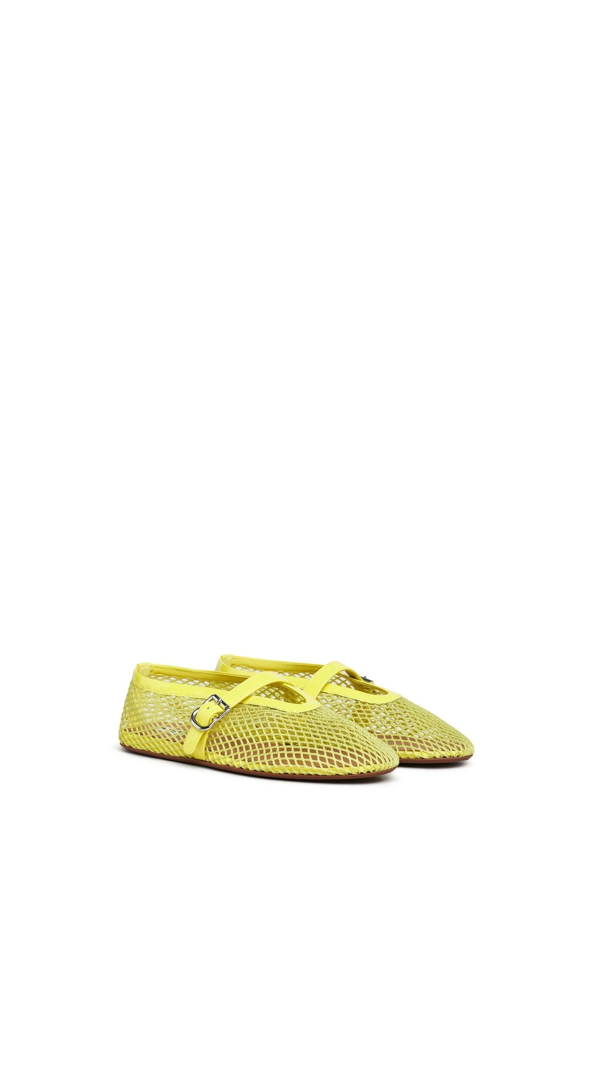 Alaïa Lemon Yellow BALLET FLATS IN FISHNET
