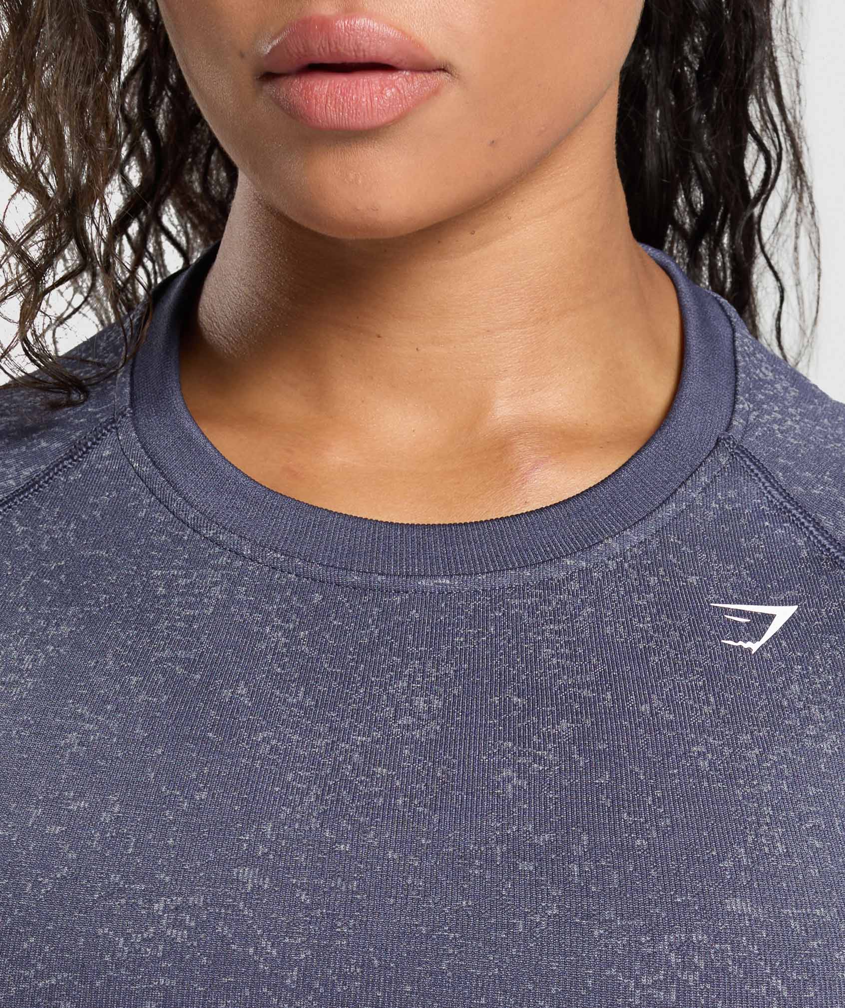 Gymshark Adapt Fleck Seamless Long Sleeve Crop Top - Weighted Purple/Metal Purple