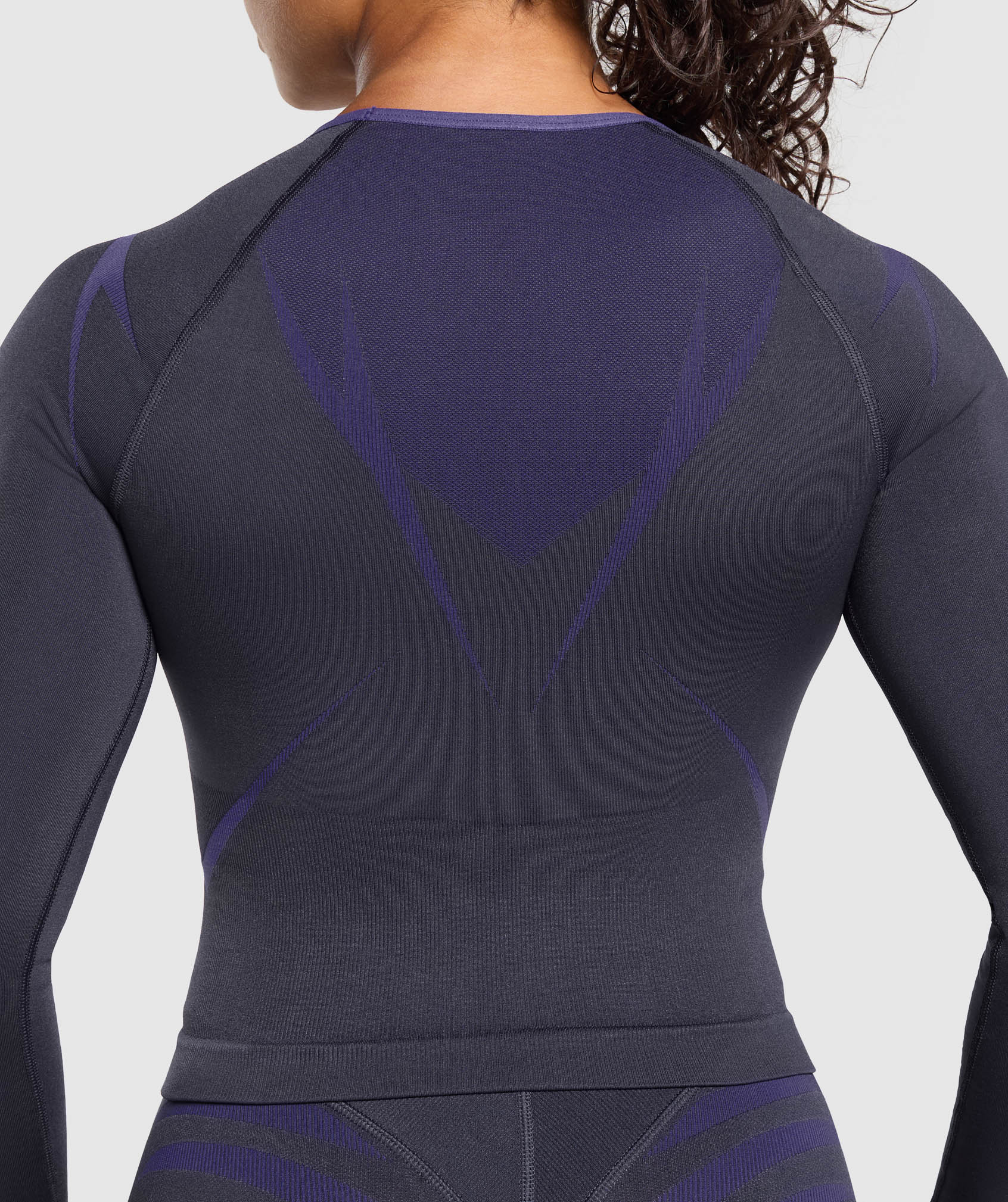 Gymshark Apex Lift Seamless Long Sleeve Crop Top - Heavy Blue/Cobalt Purple