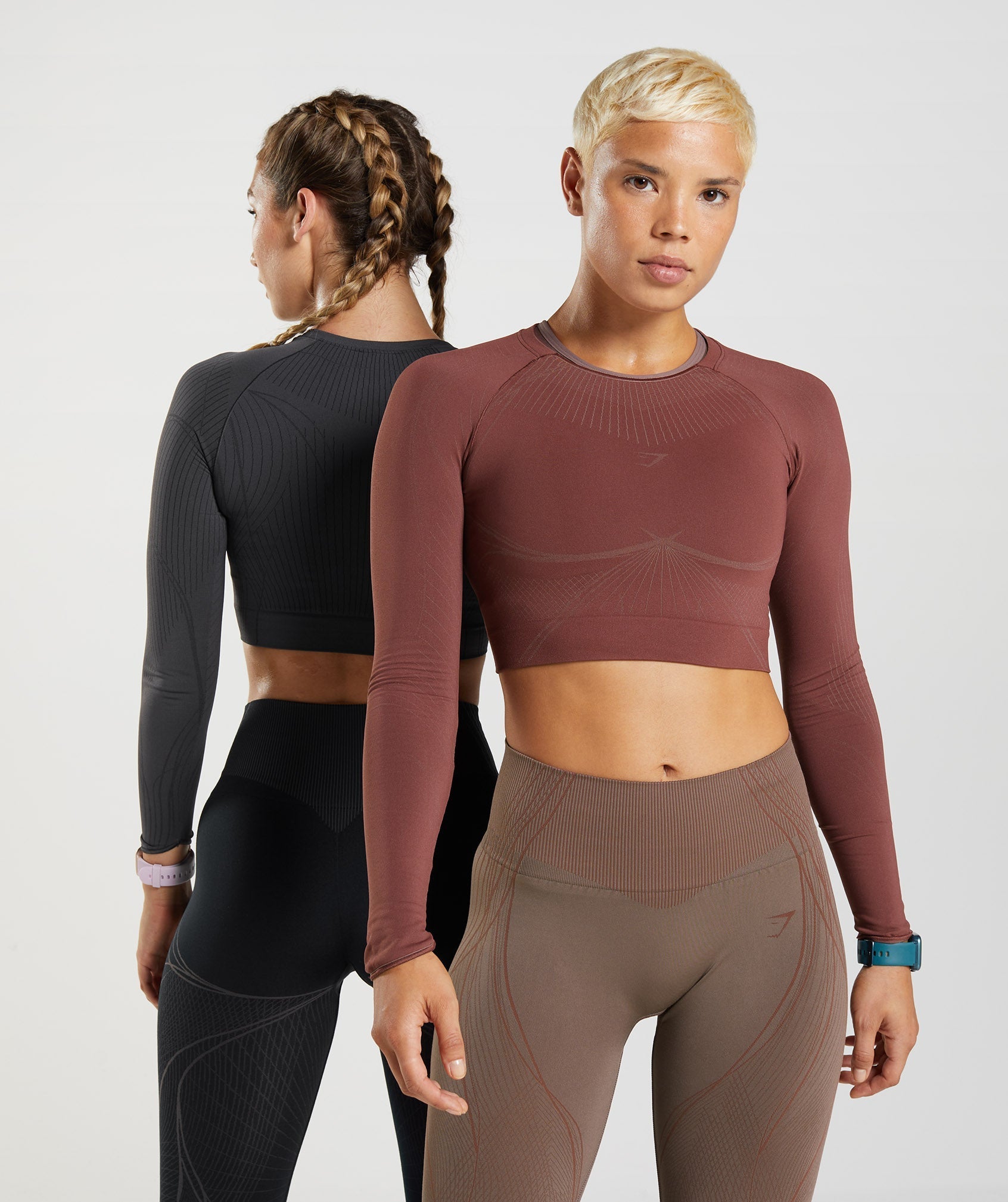 Gymshark Apex Seamless Crop Top - Cherry Brown/Truffle Brown