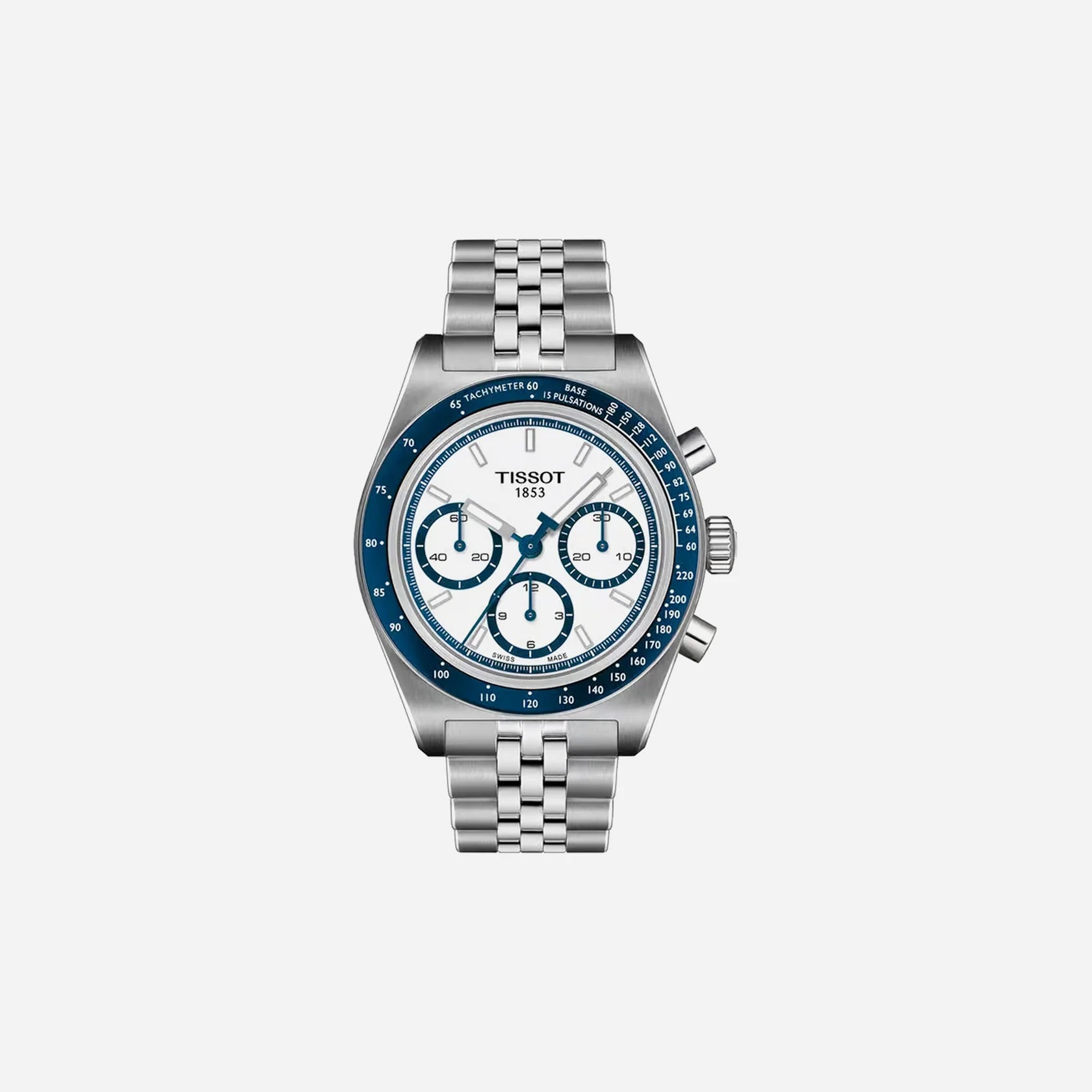 Tissot PR516 Automatic Chronograph White Dial 42mm Grey Stainless Steel Bracelet Watch