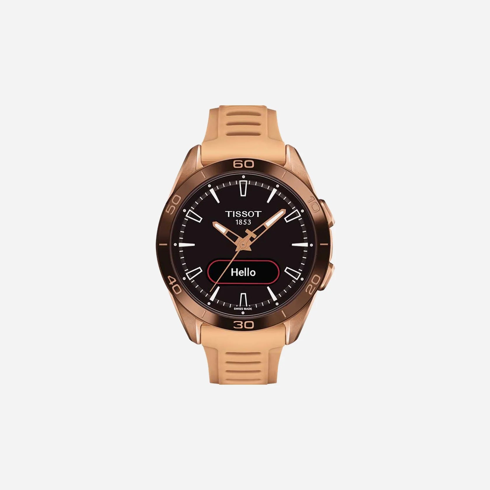 Tissot T-Touch Connect Sport Black Dial 43.75mm Nude Silicone Strap Watch