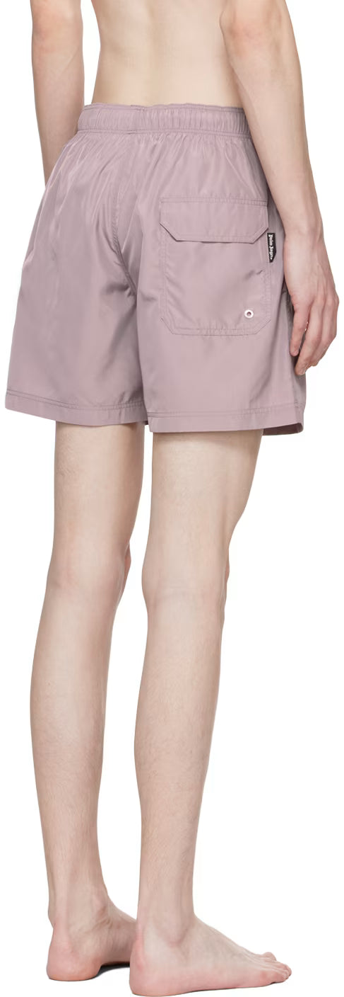 Purple Embroidered Swim Shorts
