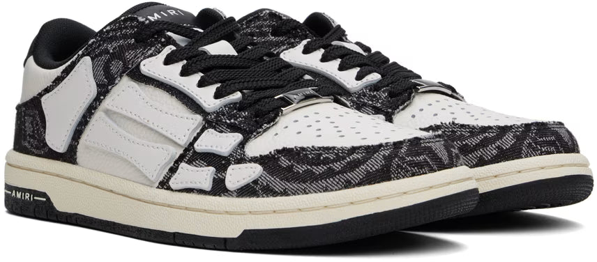 AMIRI Women White & Black Bandana Denim Skel Top Low Sneakers