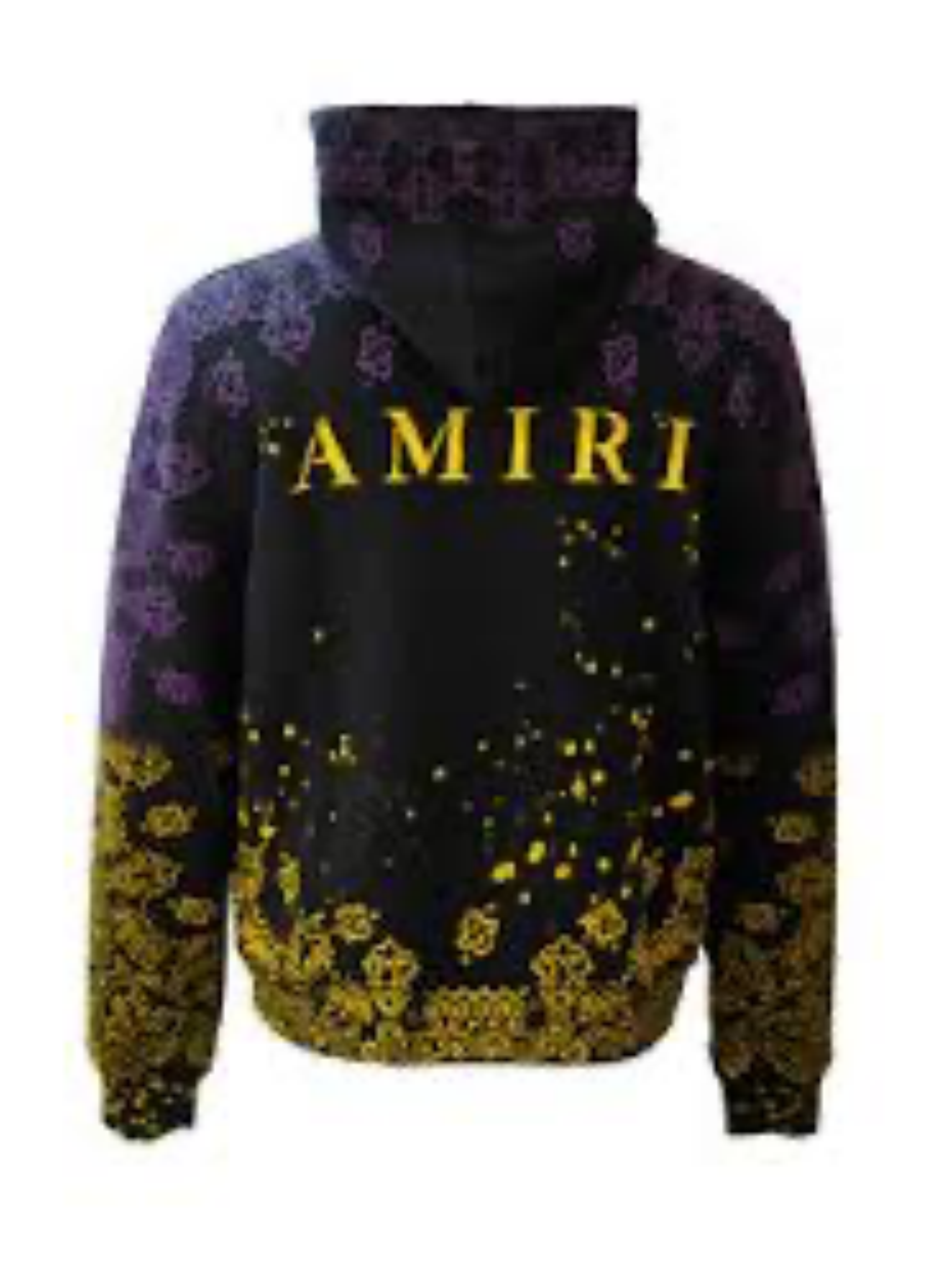 AMIRI BANDANA BLEACH HOODIE PURPLE / YELLOW