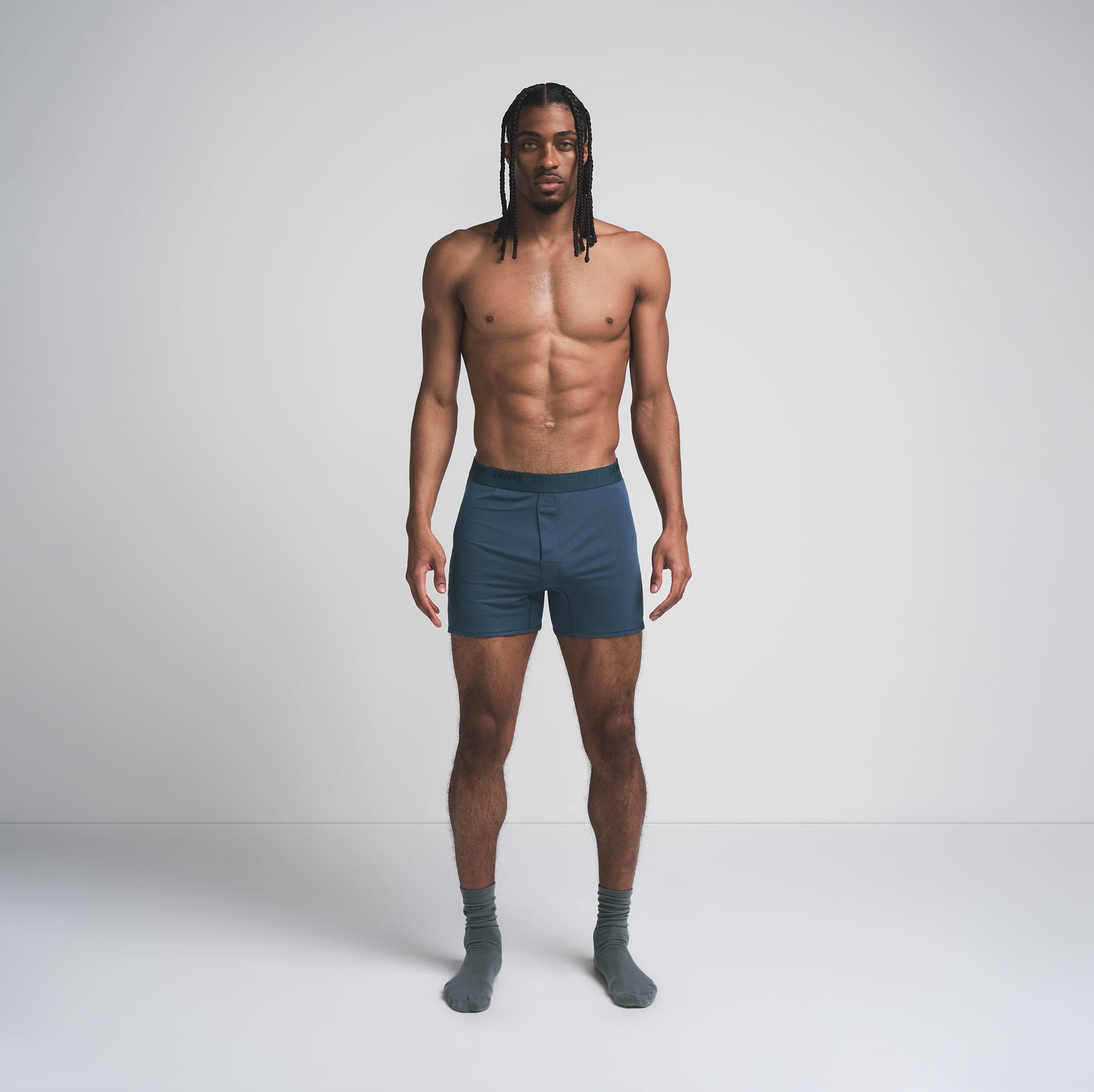 SKIMS STRETCH MENS KNIT BOXER | INDIGO