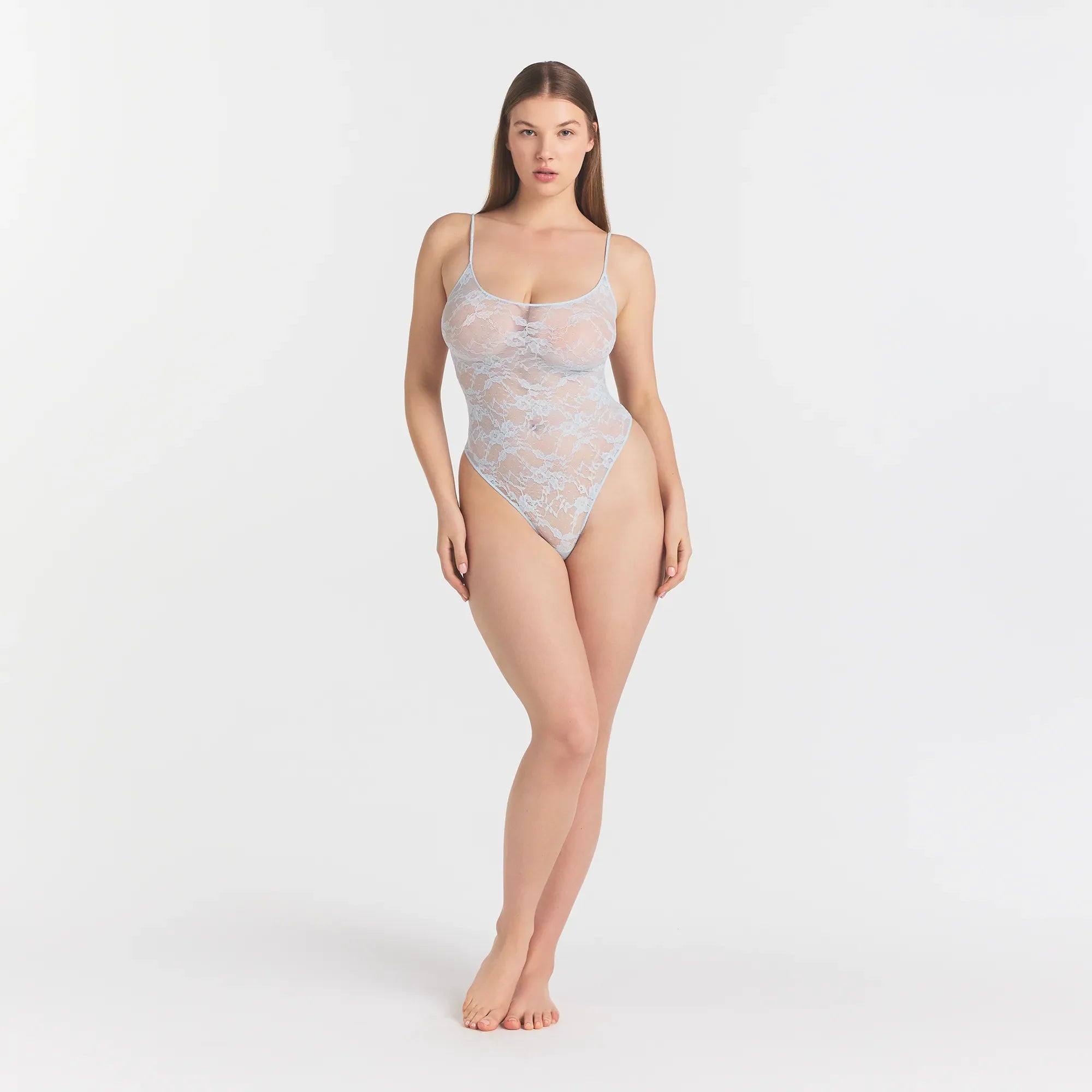 Stretch Lace Scoop Neck Bodysuit