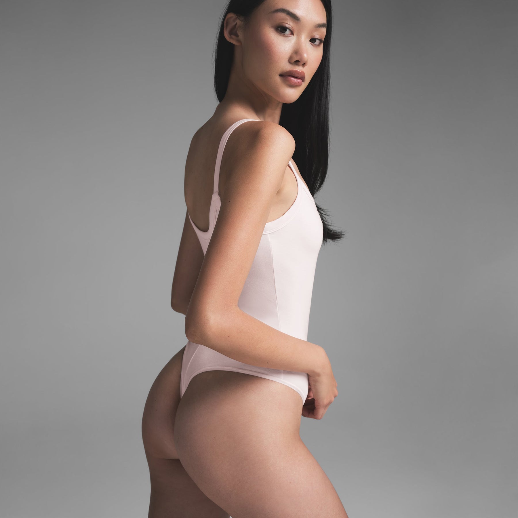 COTTON JERSEY SCOOP NECK BODYSUIT | BARELY PINK