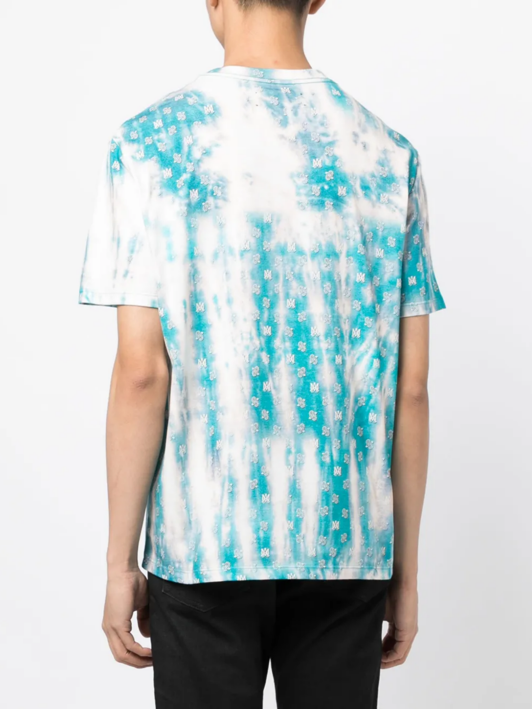 AMIRI BANDANA BLEACH TEE TEAL