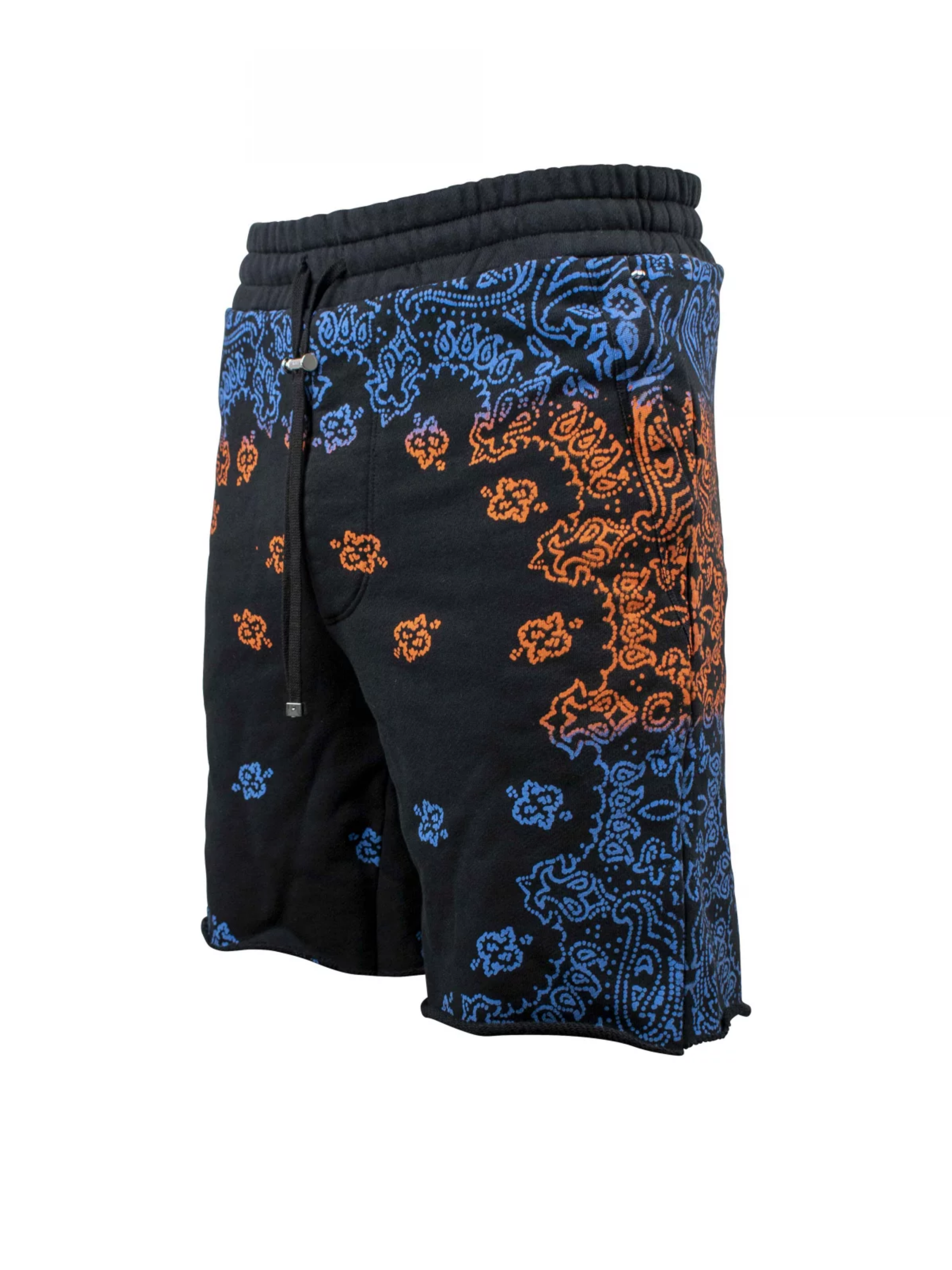 AMIRI BANDANA BLEACH SHORTS BLUE / ORANGE