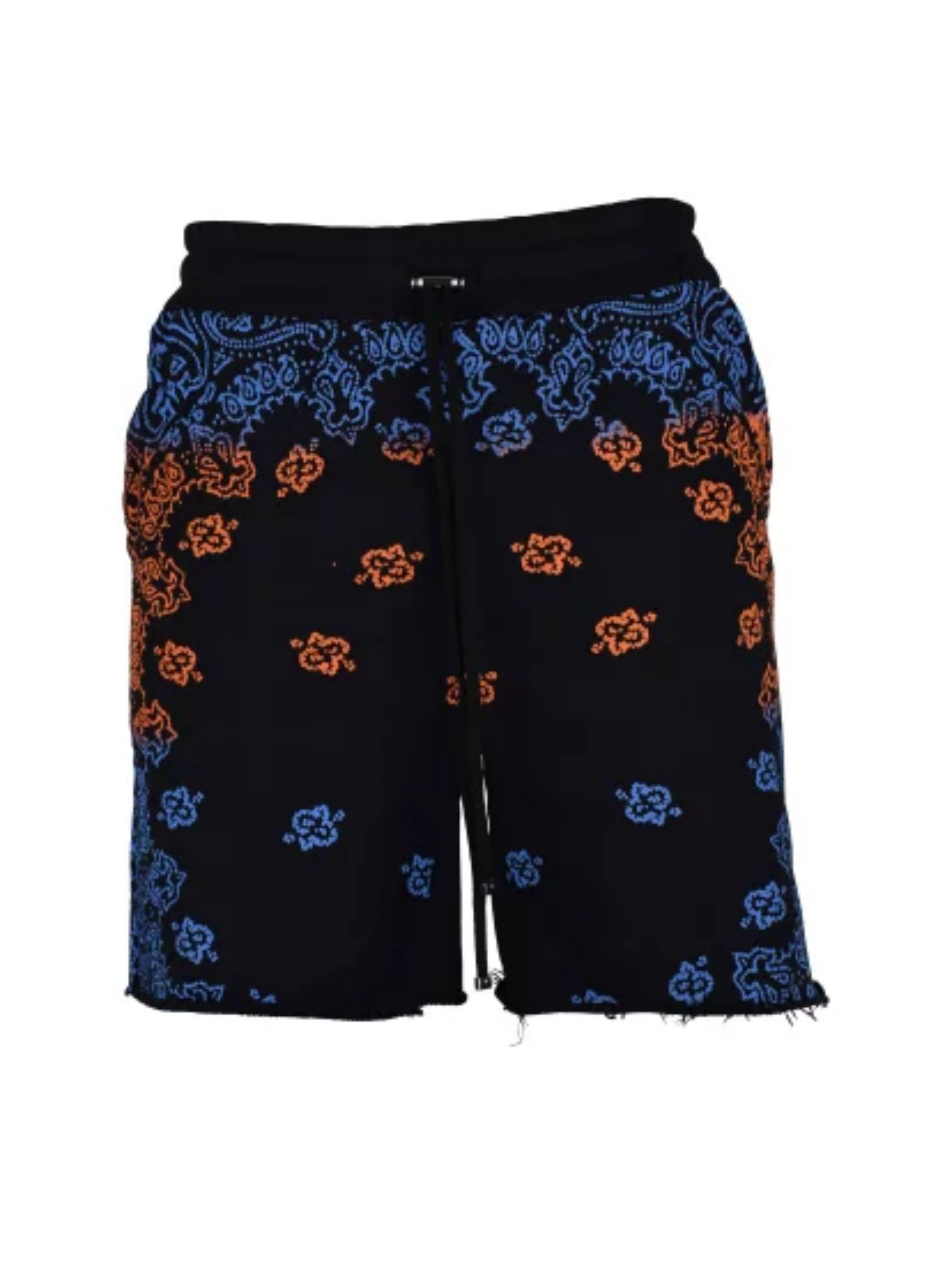 AMIRI BANDANA BLEACH SHORTS BLUE / ORANGE