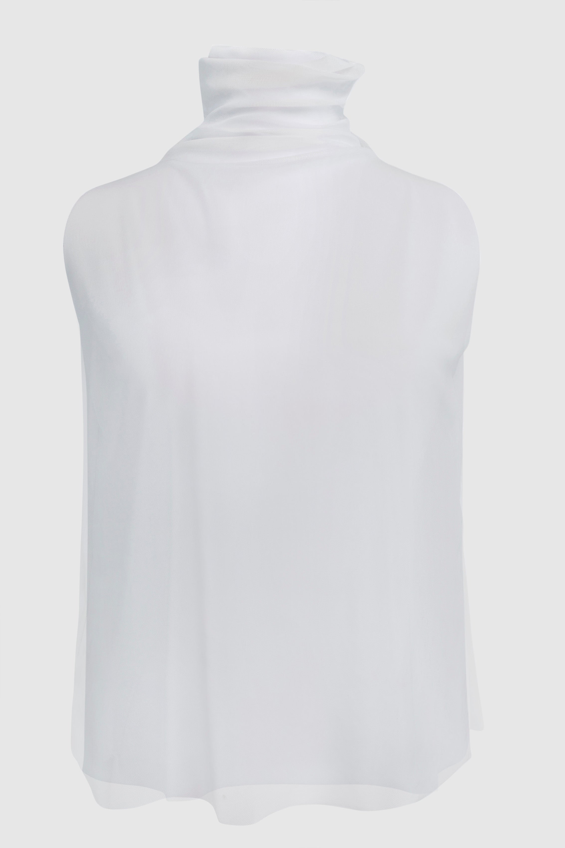 SHEER NET SLEEVELESS TURTLENECK TOP