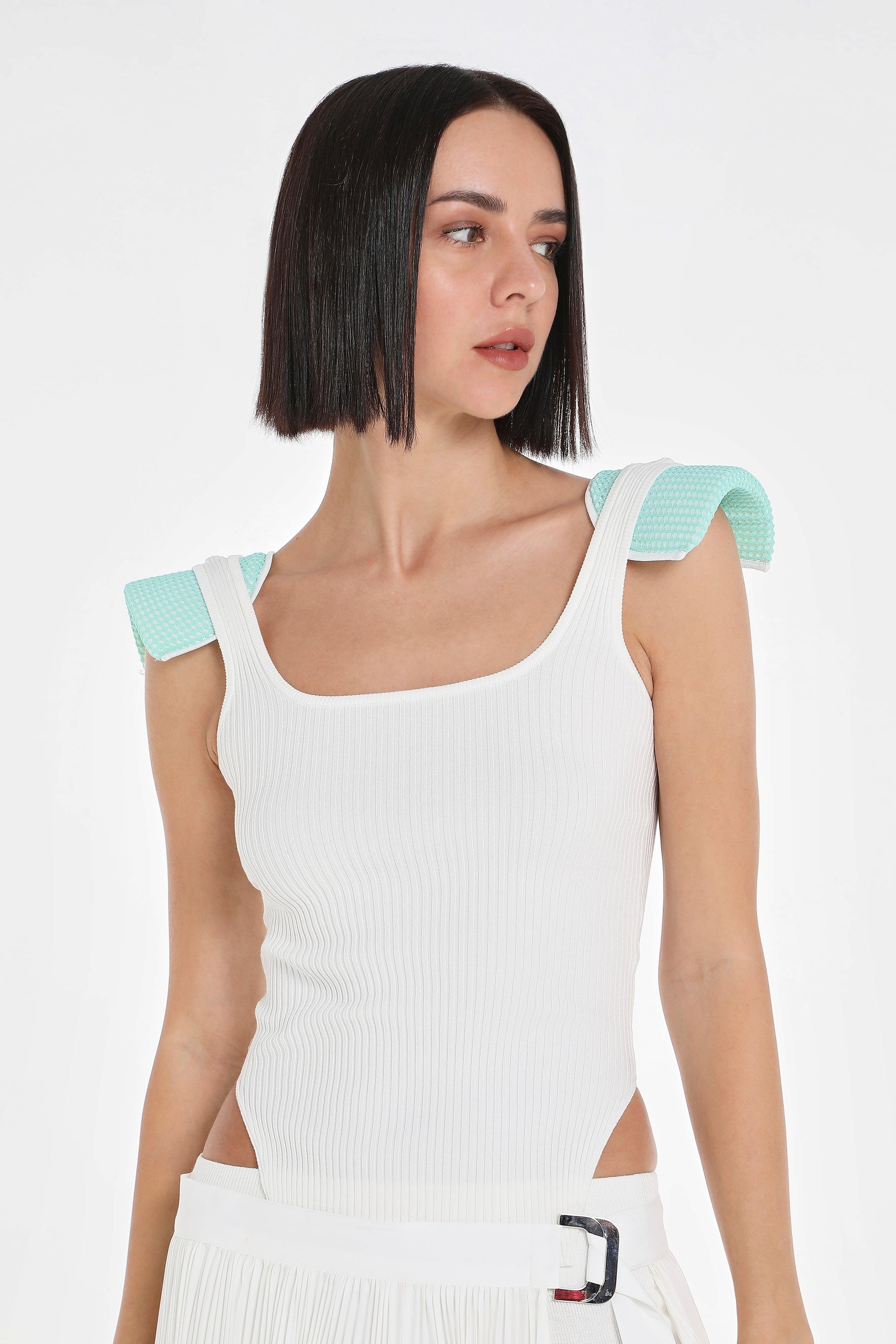 KNIT TANK W/ SHOULDER PADS