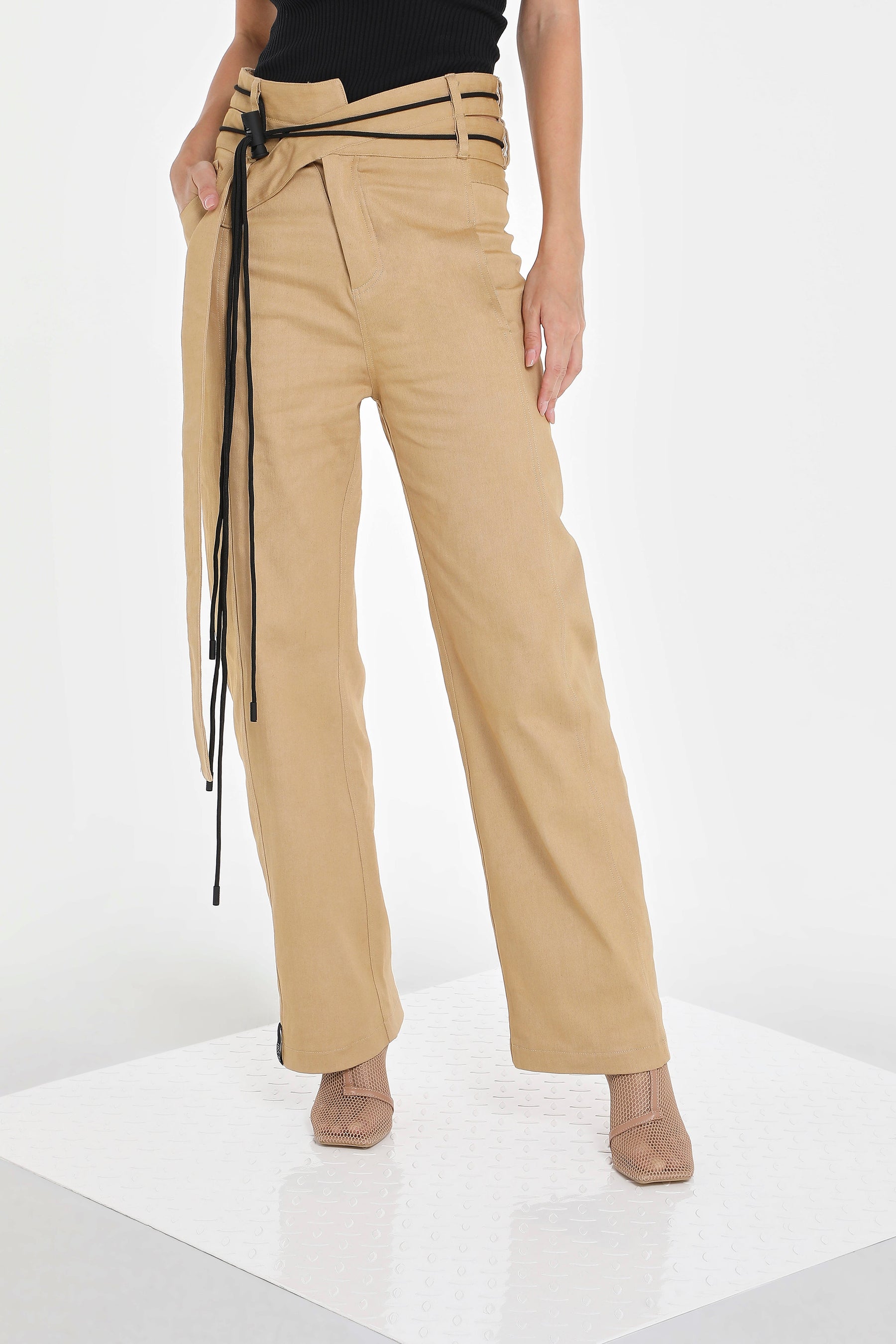 DOUBLE WAIST DENIM PANTS