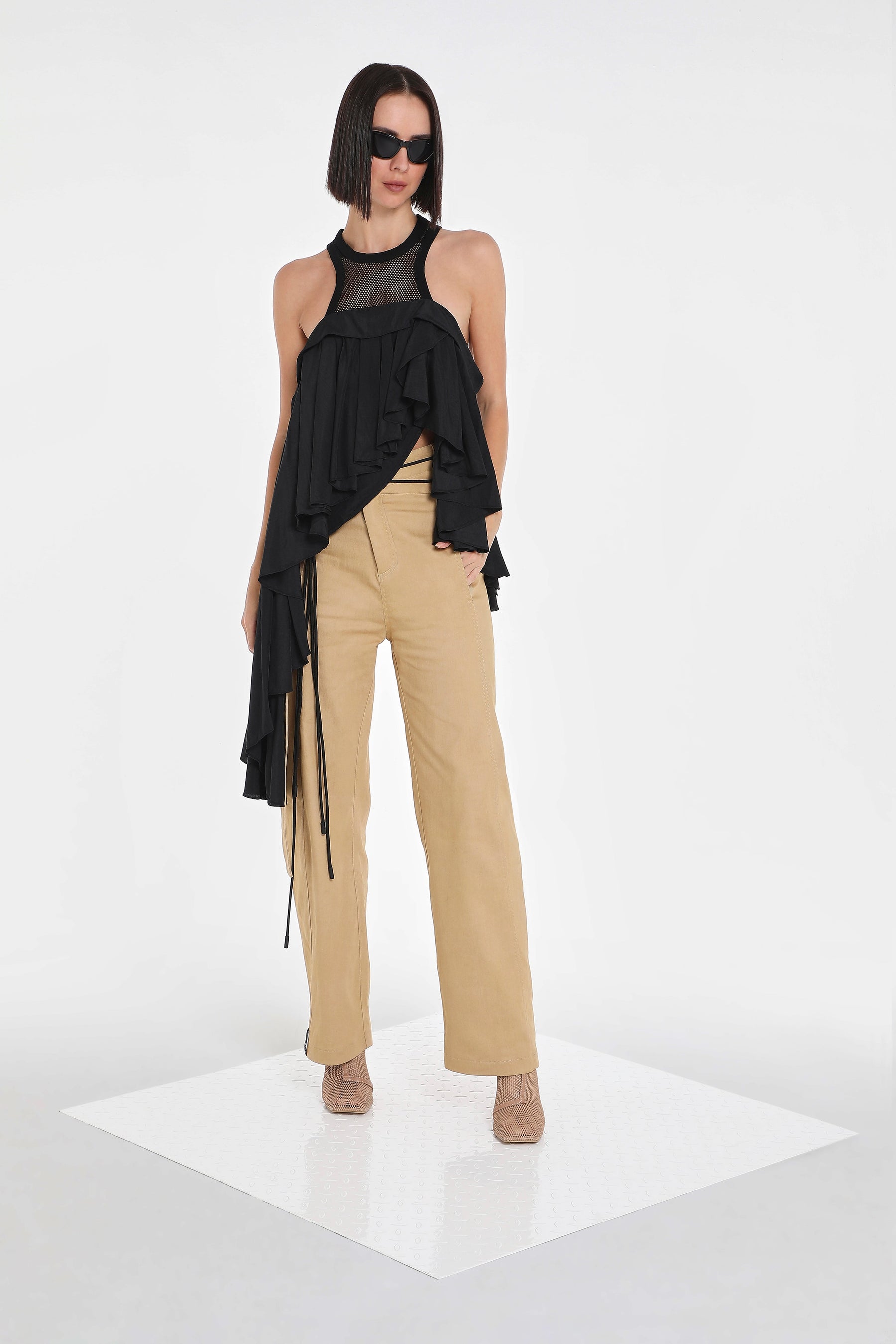 DOUBLE WAIST DENIM PANTS