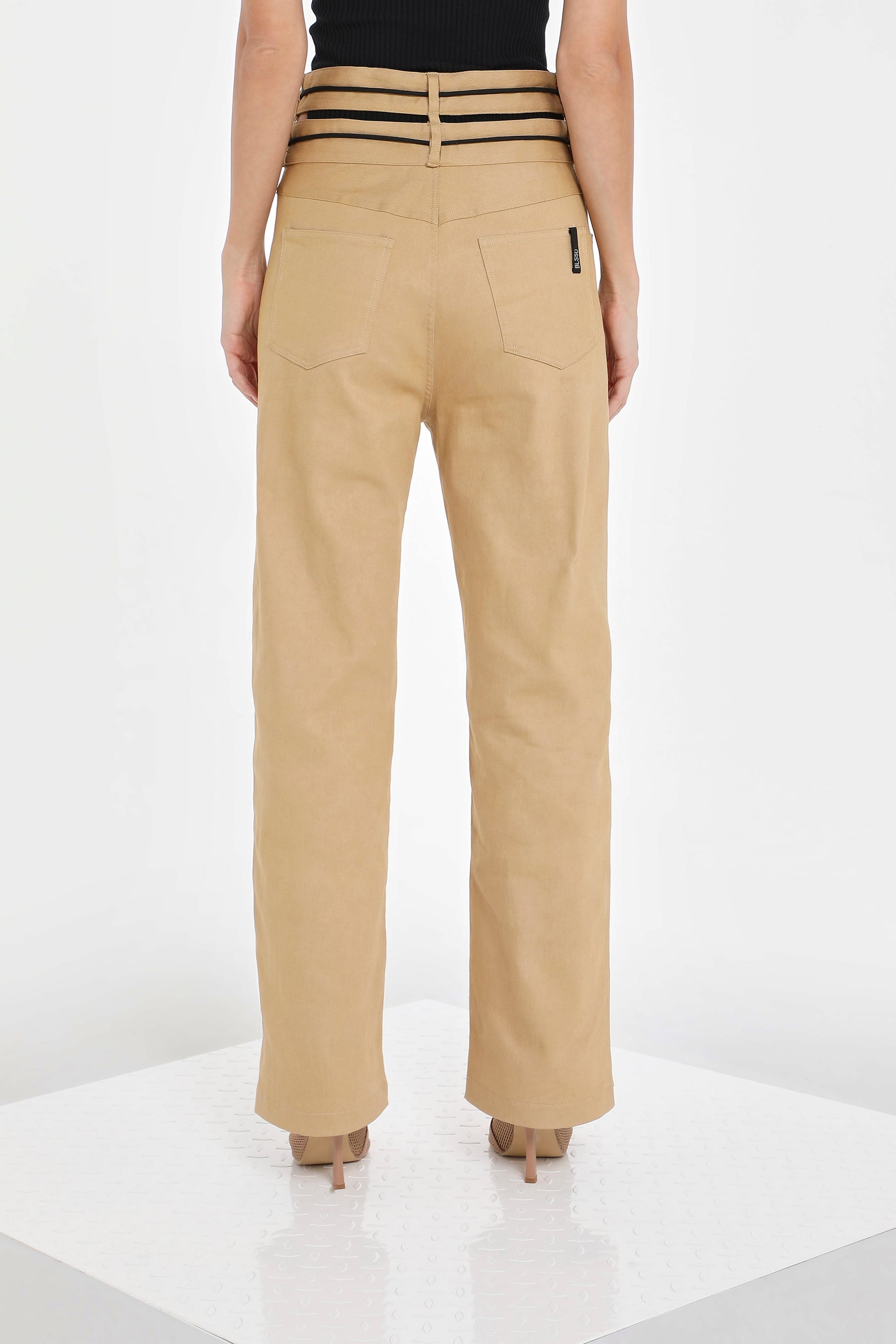 DOUBLE WAIST DENIM PANTS