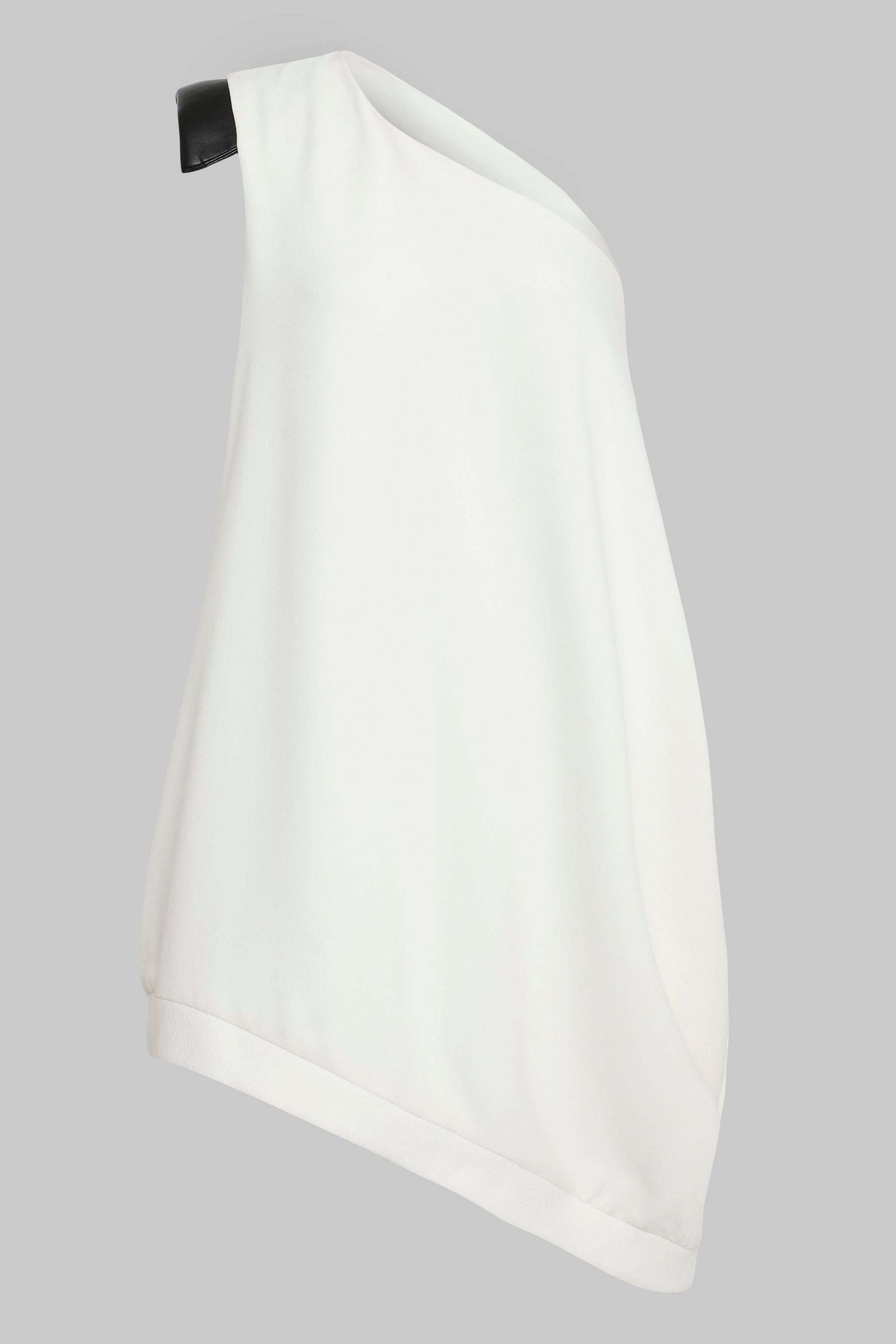 ONE SHOULDER DRESS W/ VEGAN LEATHER SHOULDER PAD