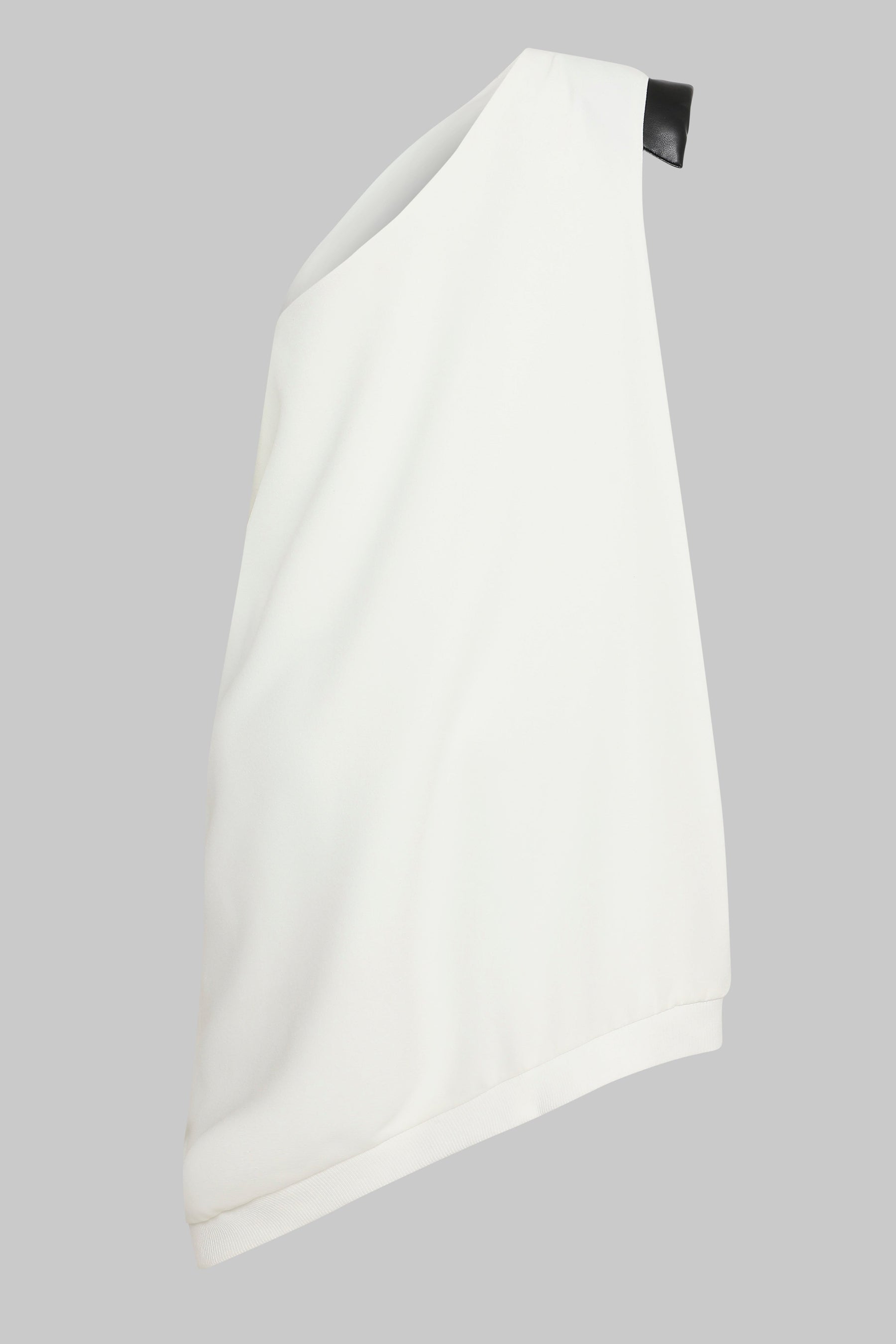 ONE SHOULDER DRESS W/ VEGAN LEATHER SHOULDER PAD