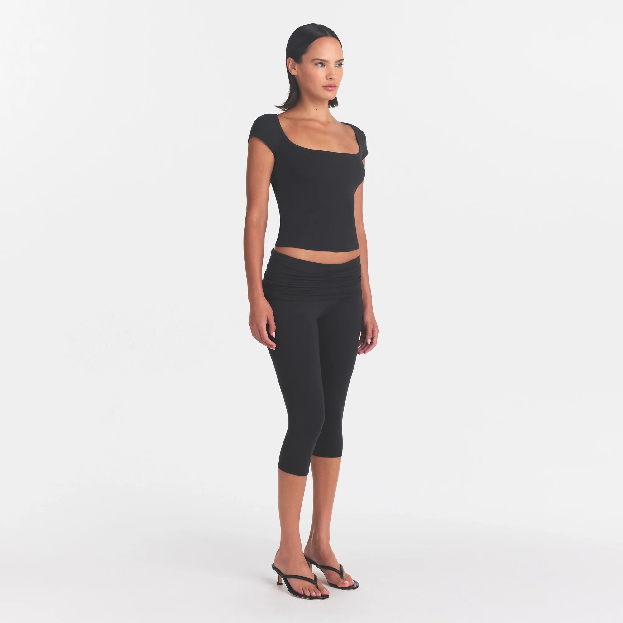 Cotton Jersey Foldover Capri