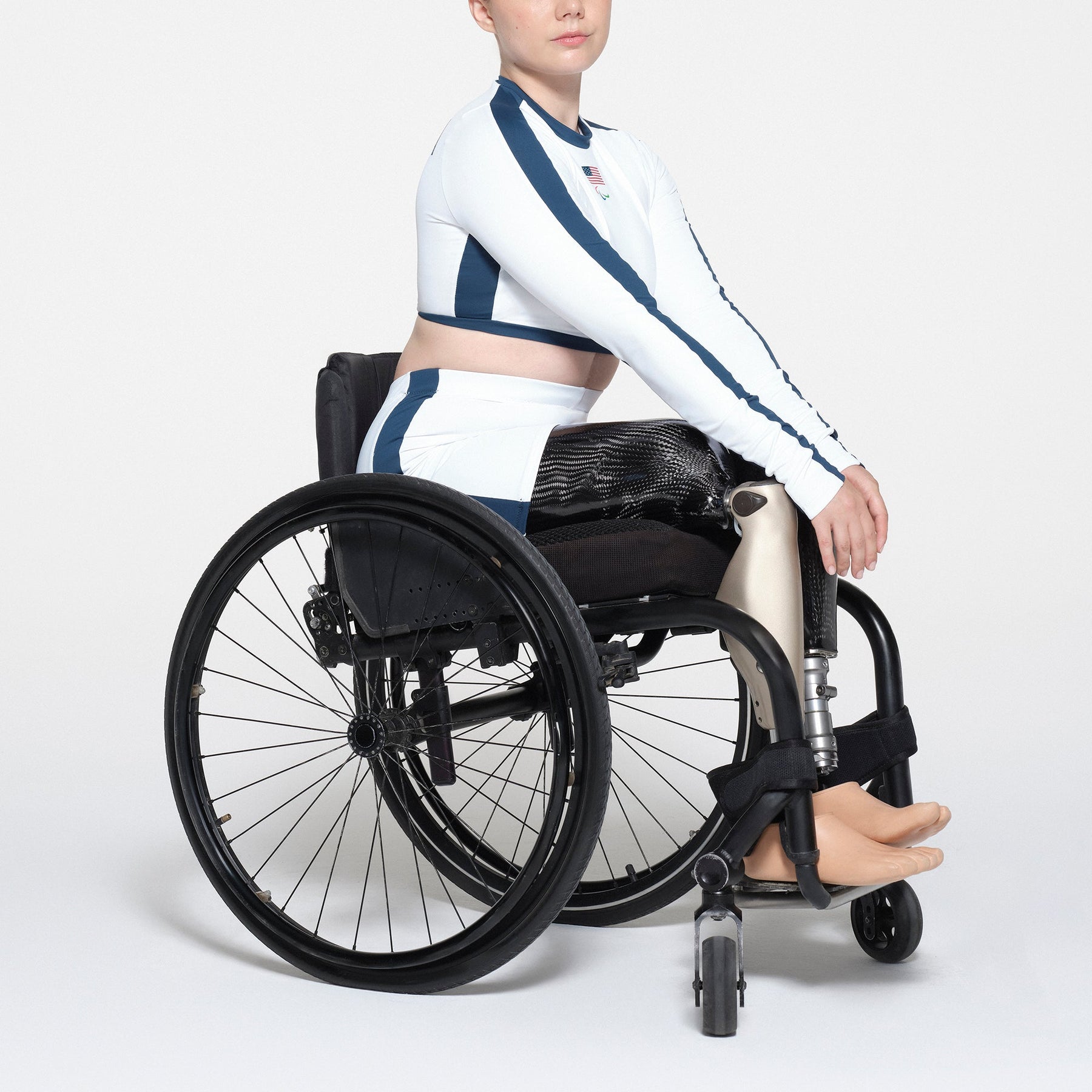 SKIMS FOR TEAM USA SIGNATURE SWIM PARALYMPIC MID WAIST SHORT | WHITE