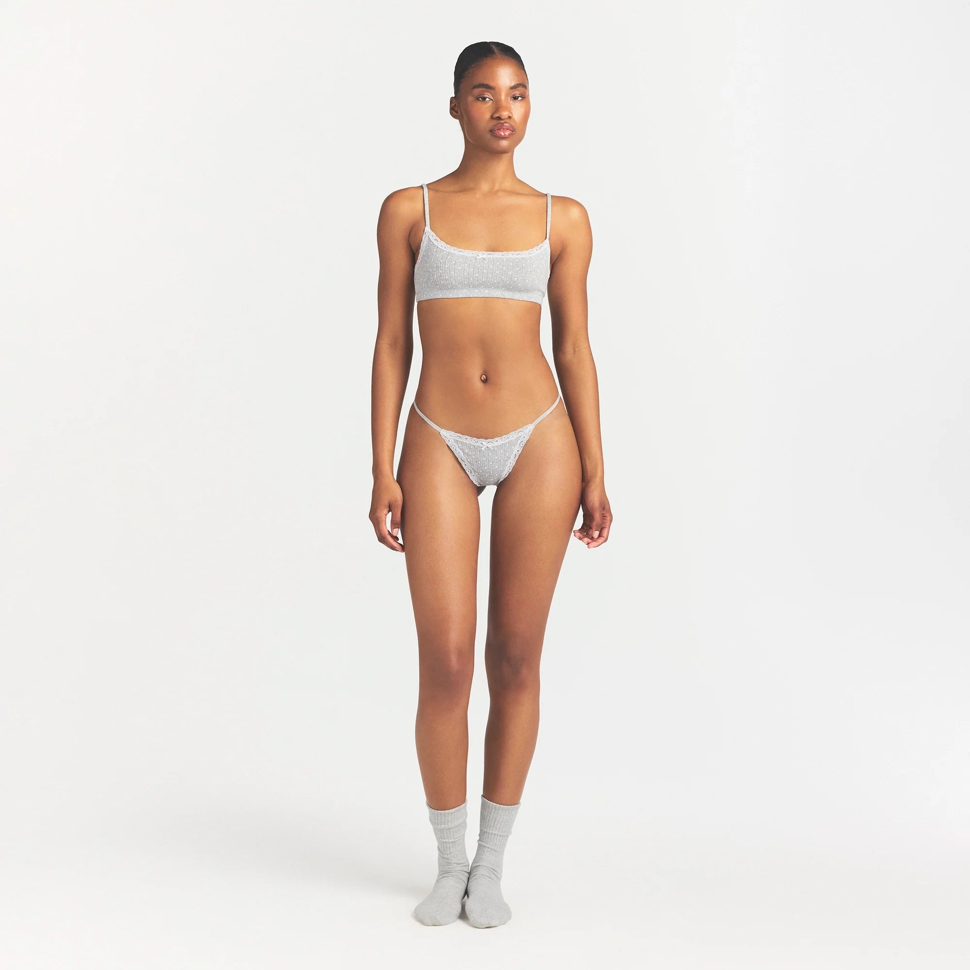 Lightweight Cotton Pointelle Scoop Bralette