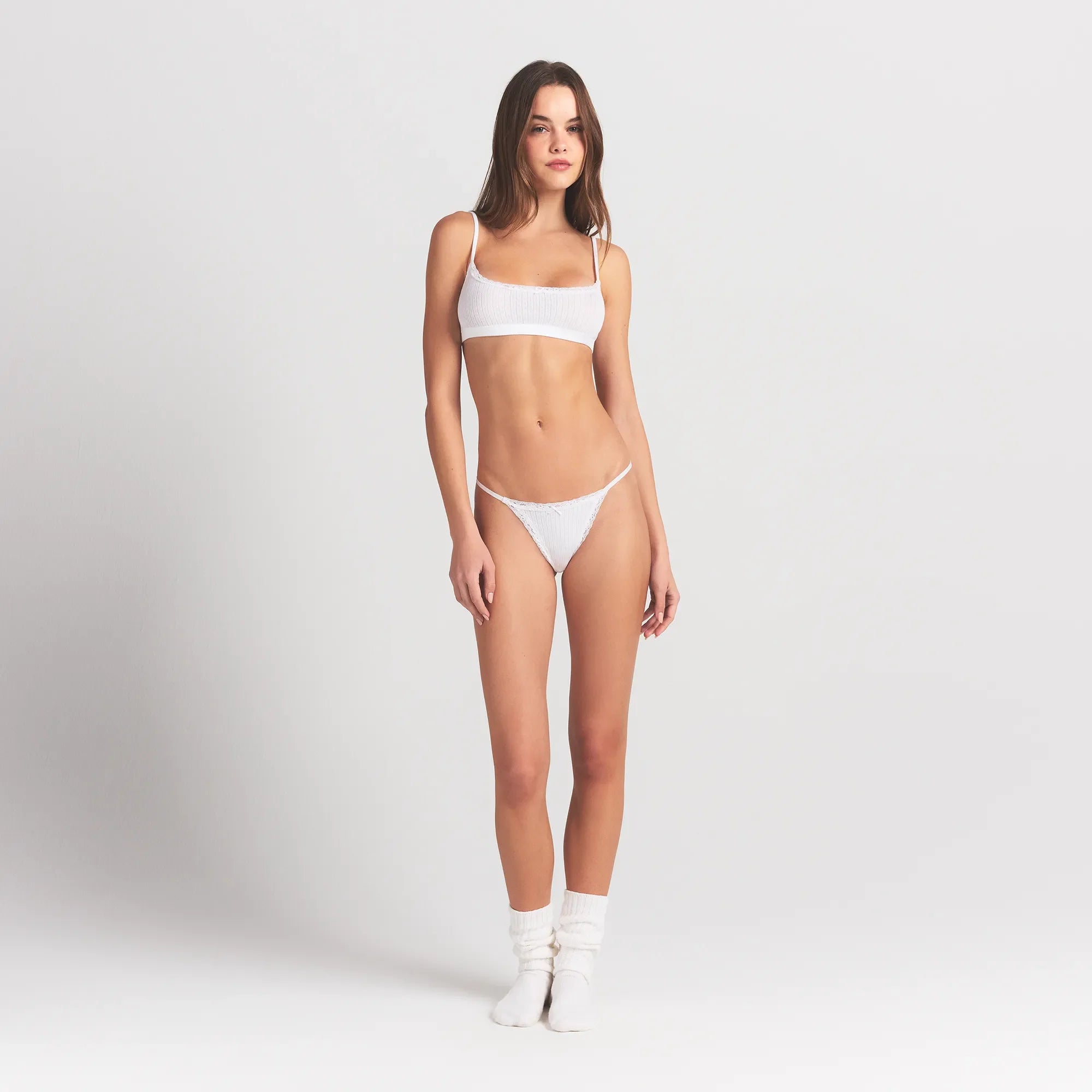 Lightweight Cotton Pointelle Scoop Bralette